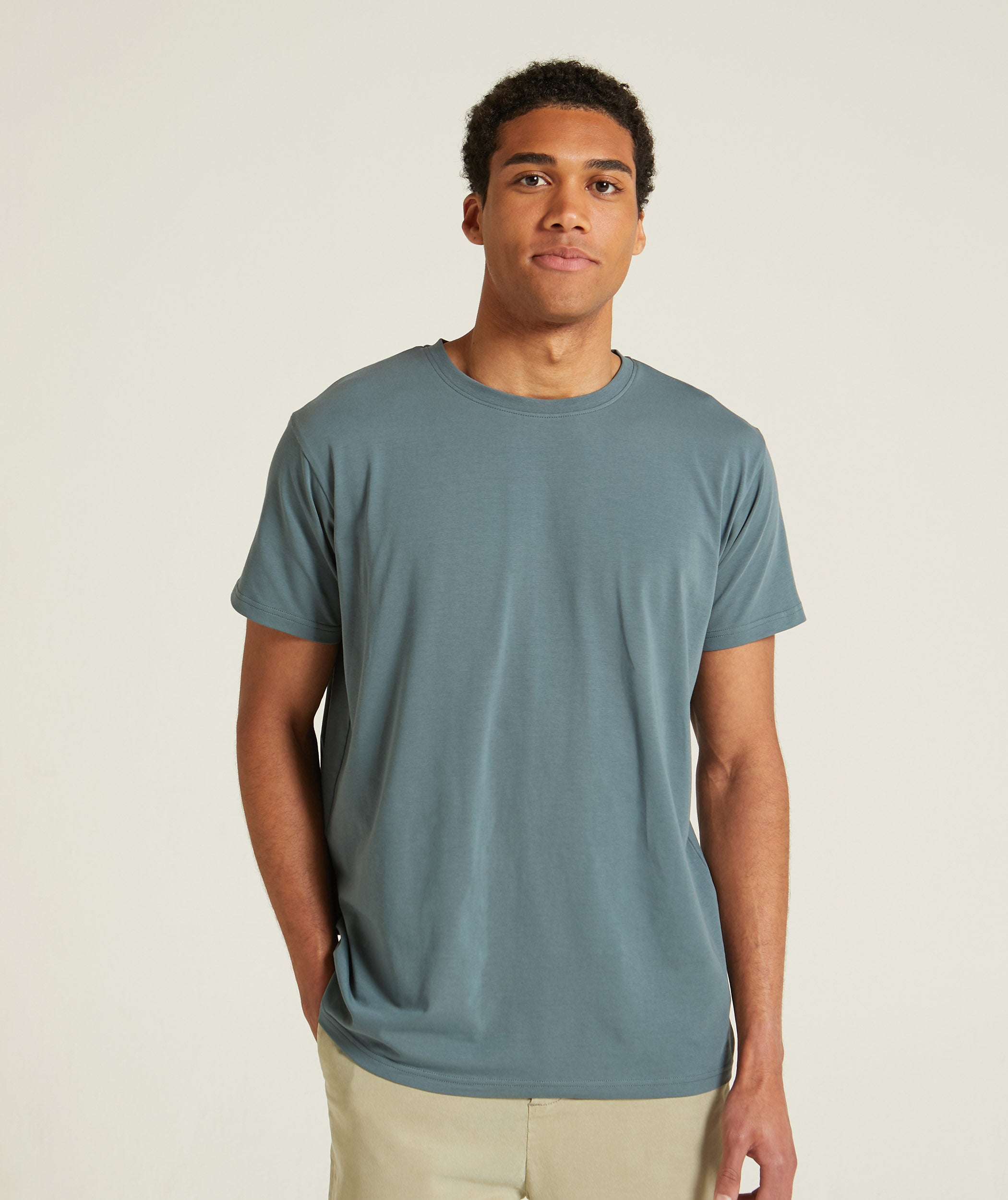 Mens Standard Three Pack Cotton Tees - Olive / Stone / Blue