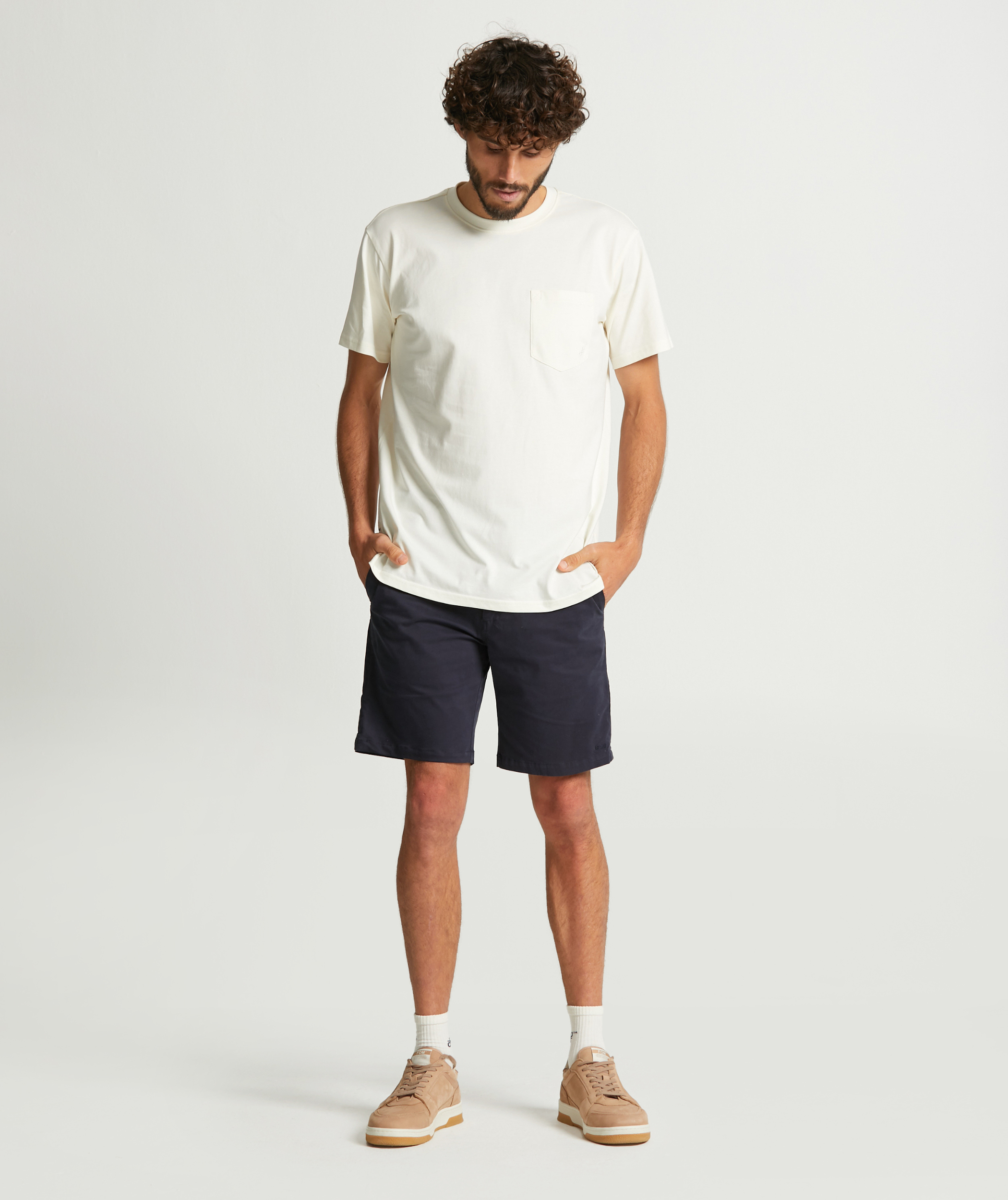 Mens Cotton Stretch Chino Shorts - Navy