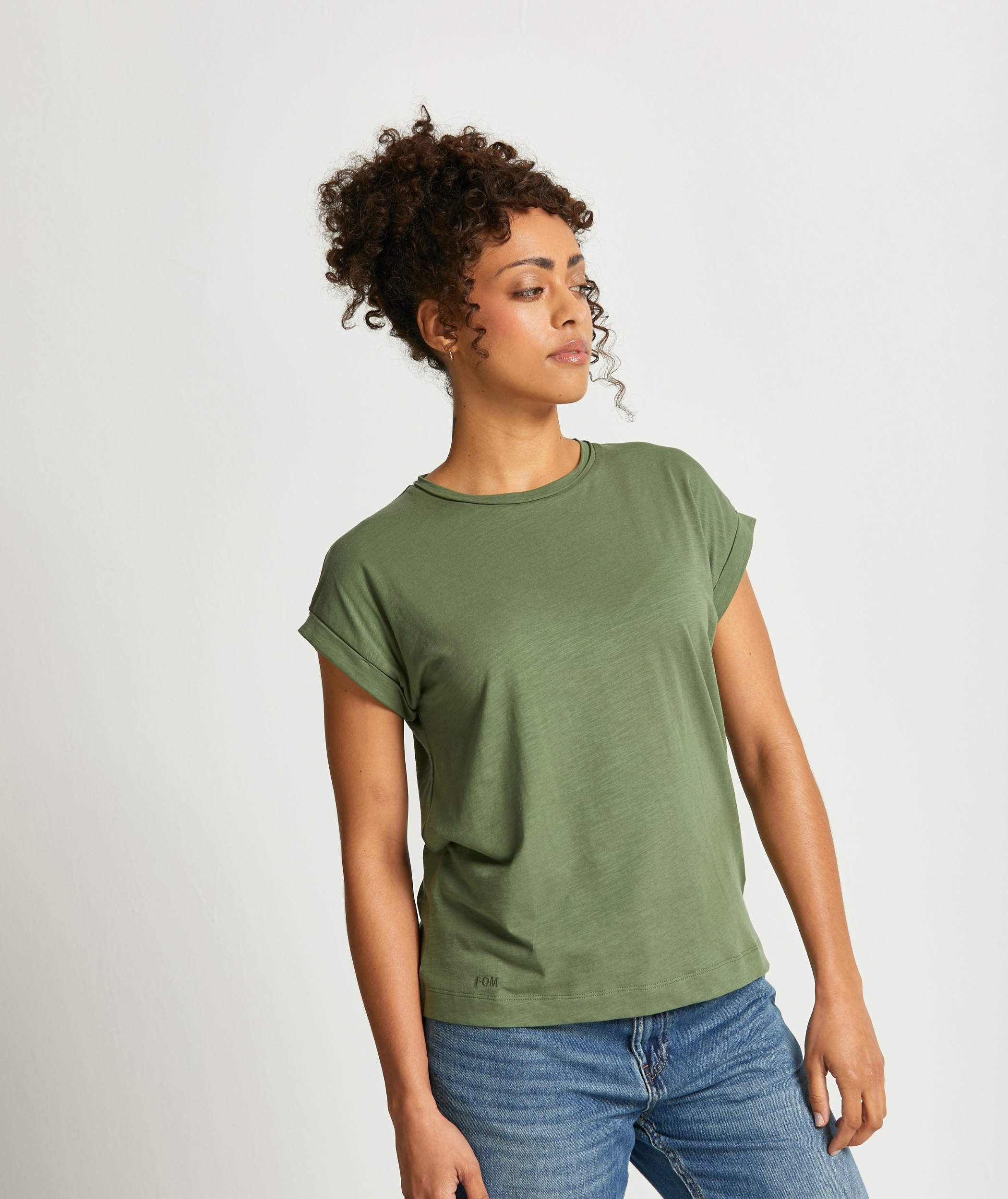 Ladies Cotton Slub Tee - Olive Green