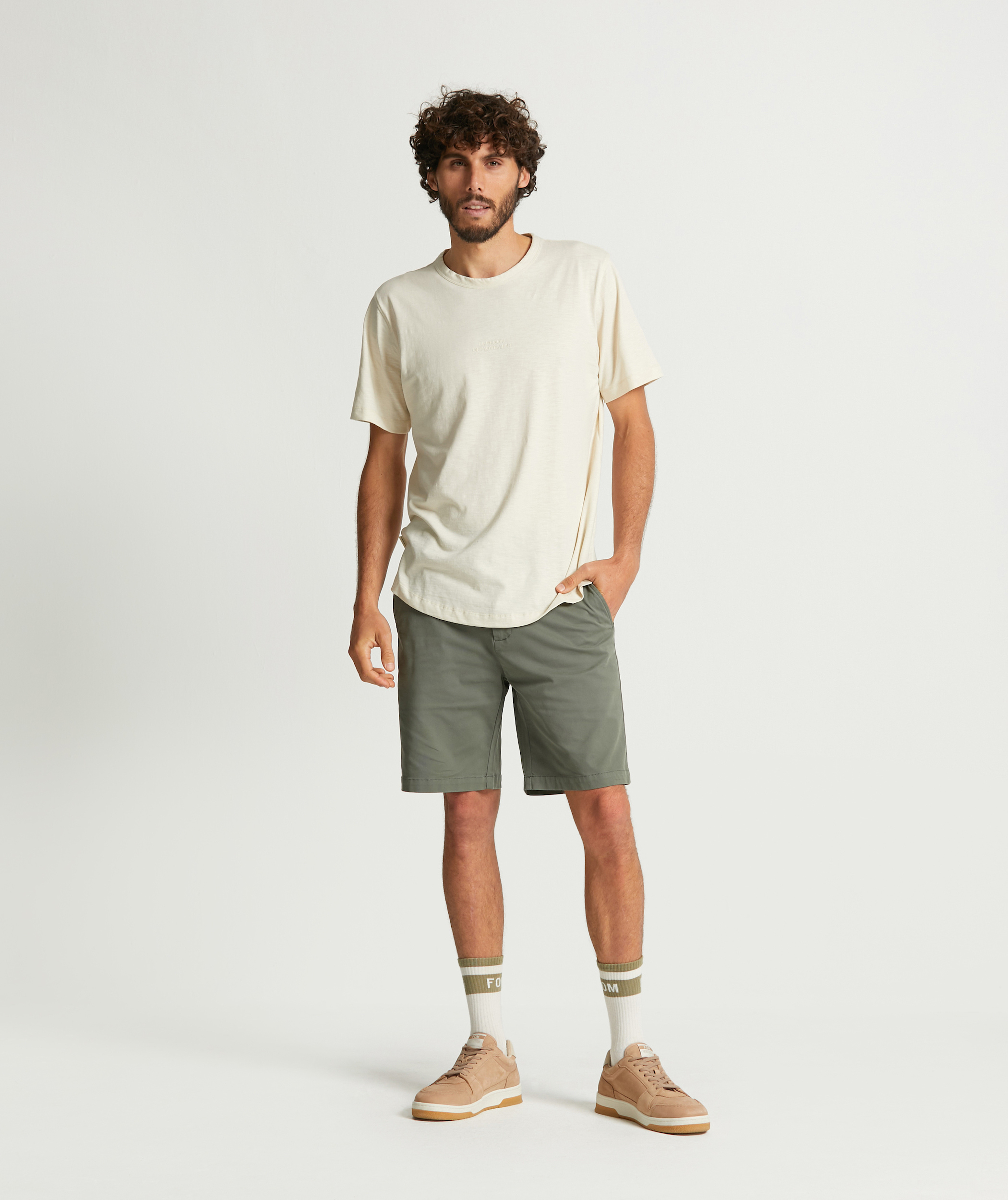 Heren katoenen chino shorts - blauwgroen