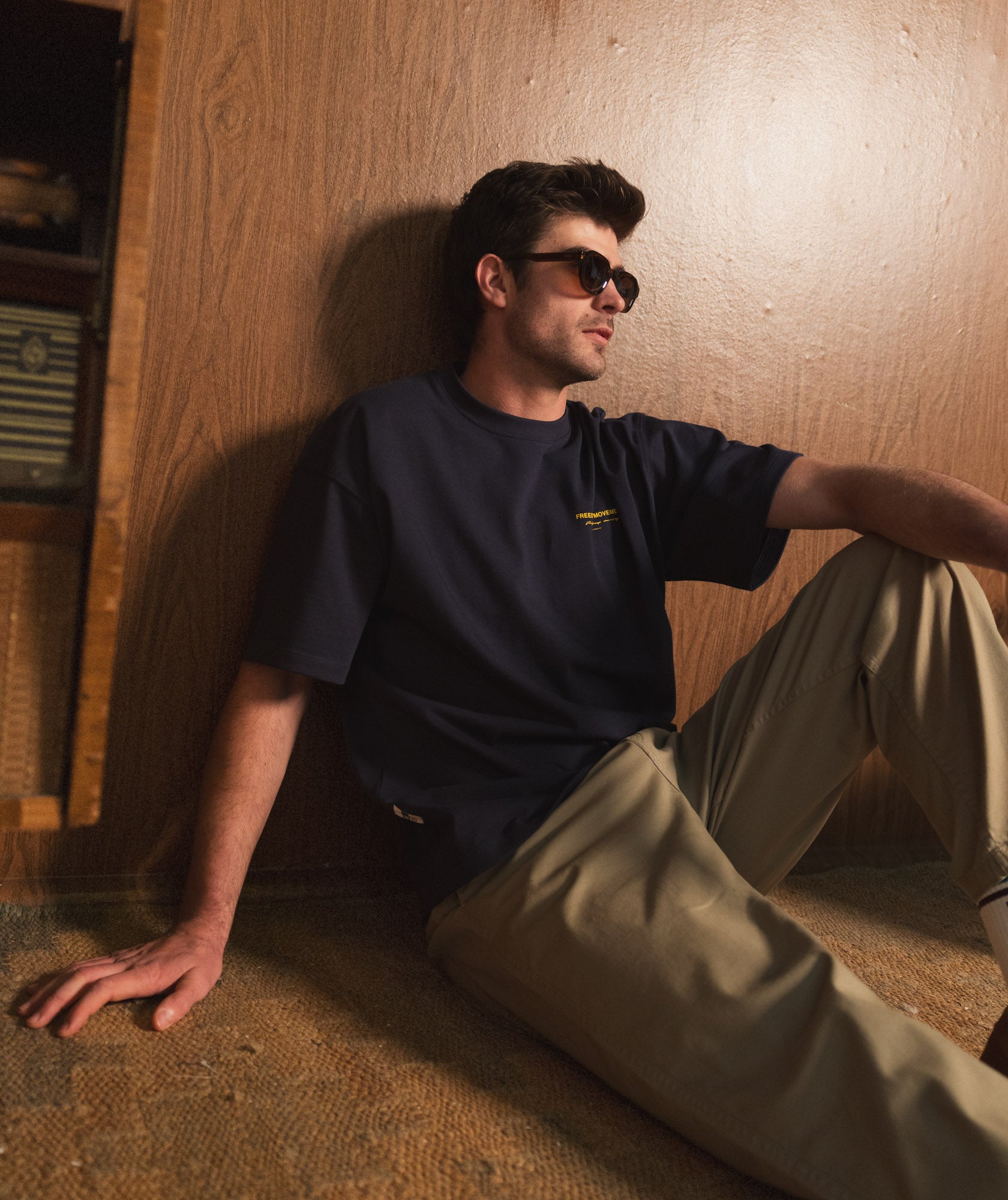 Mens Relaxed Typography Tee - Navy