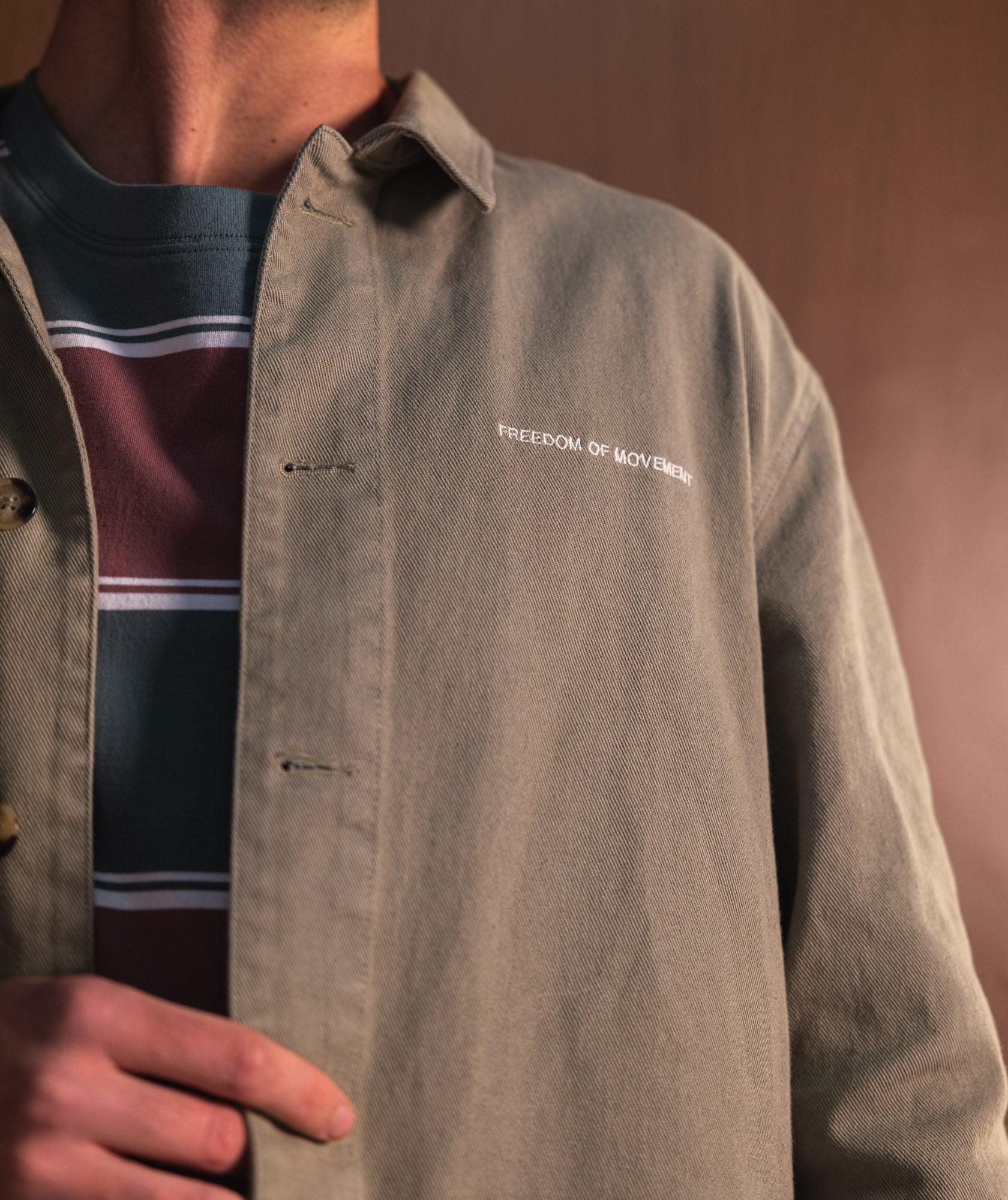 Mens Cotton Twill Shacket - Sage