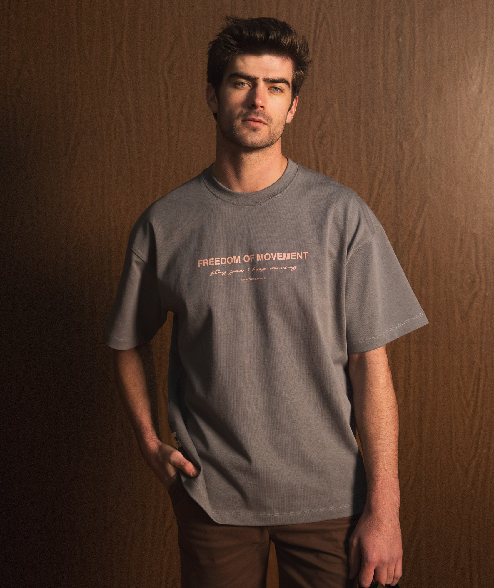 Mens Typography Tee - Grey Melange