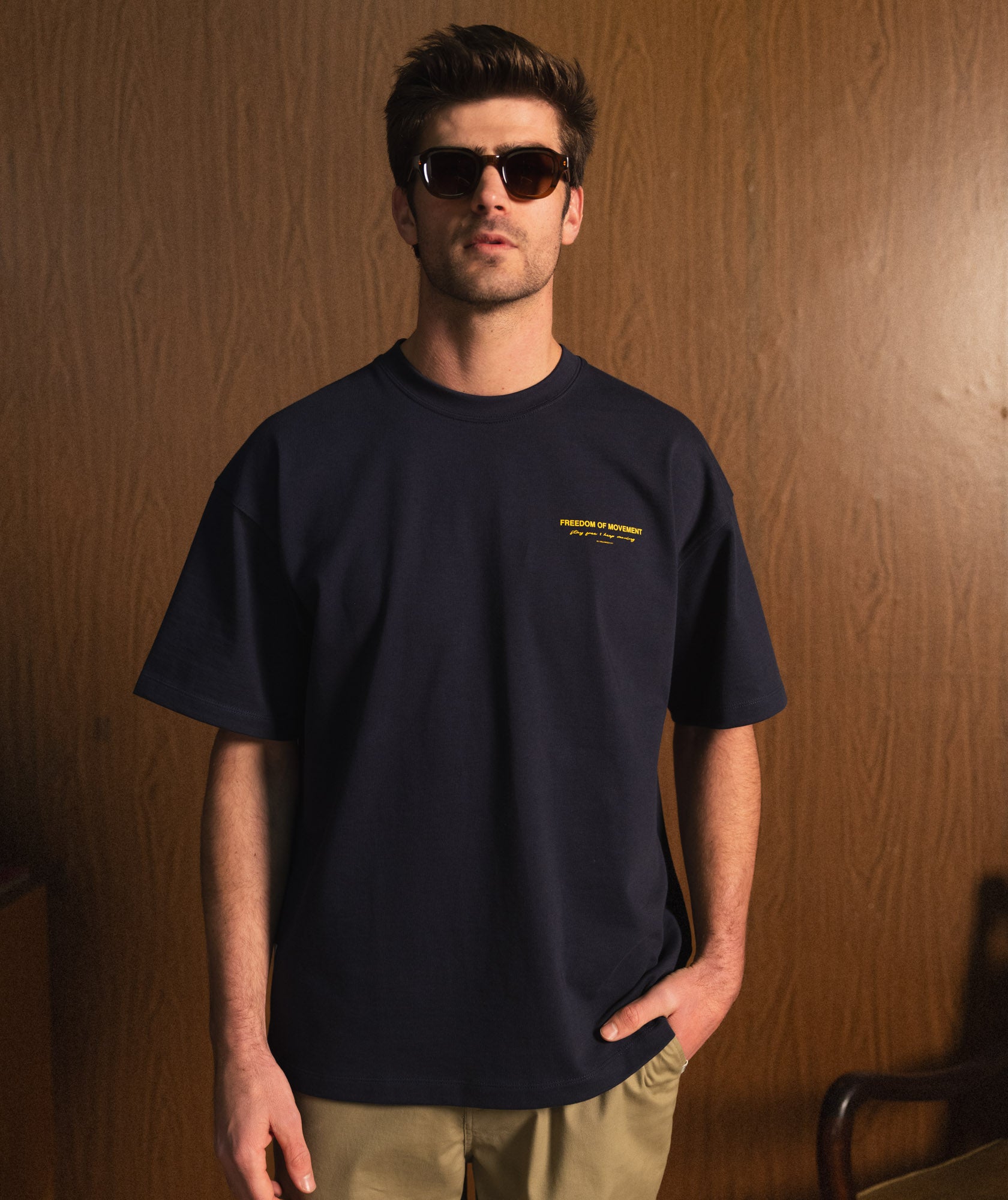 Mens Relaxed Typography Tee - Navy