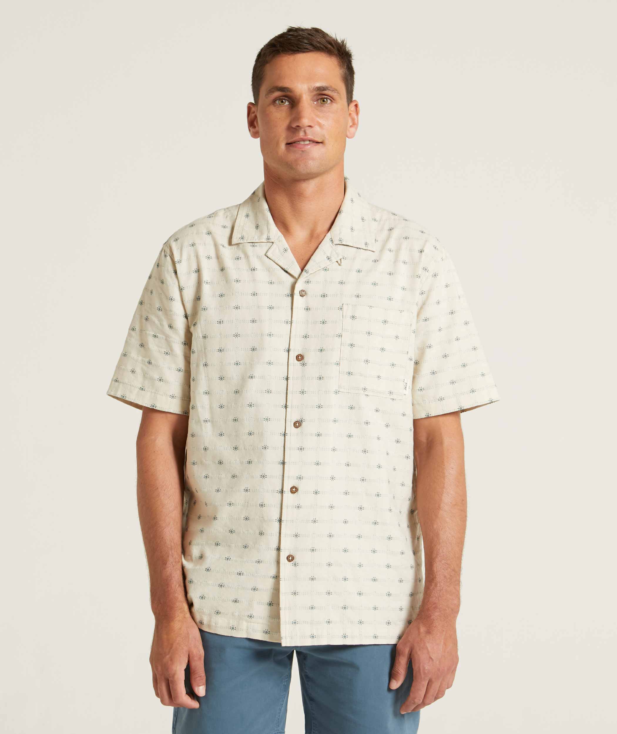 Mens Cotton Short Sleeve Shirt - Moth