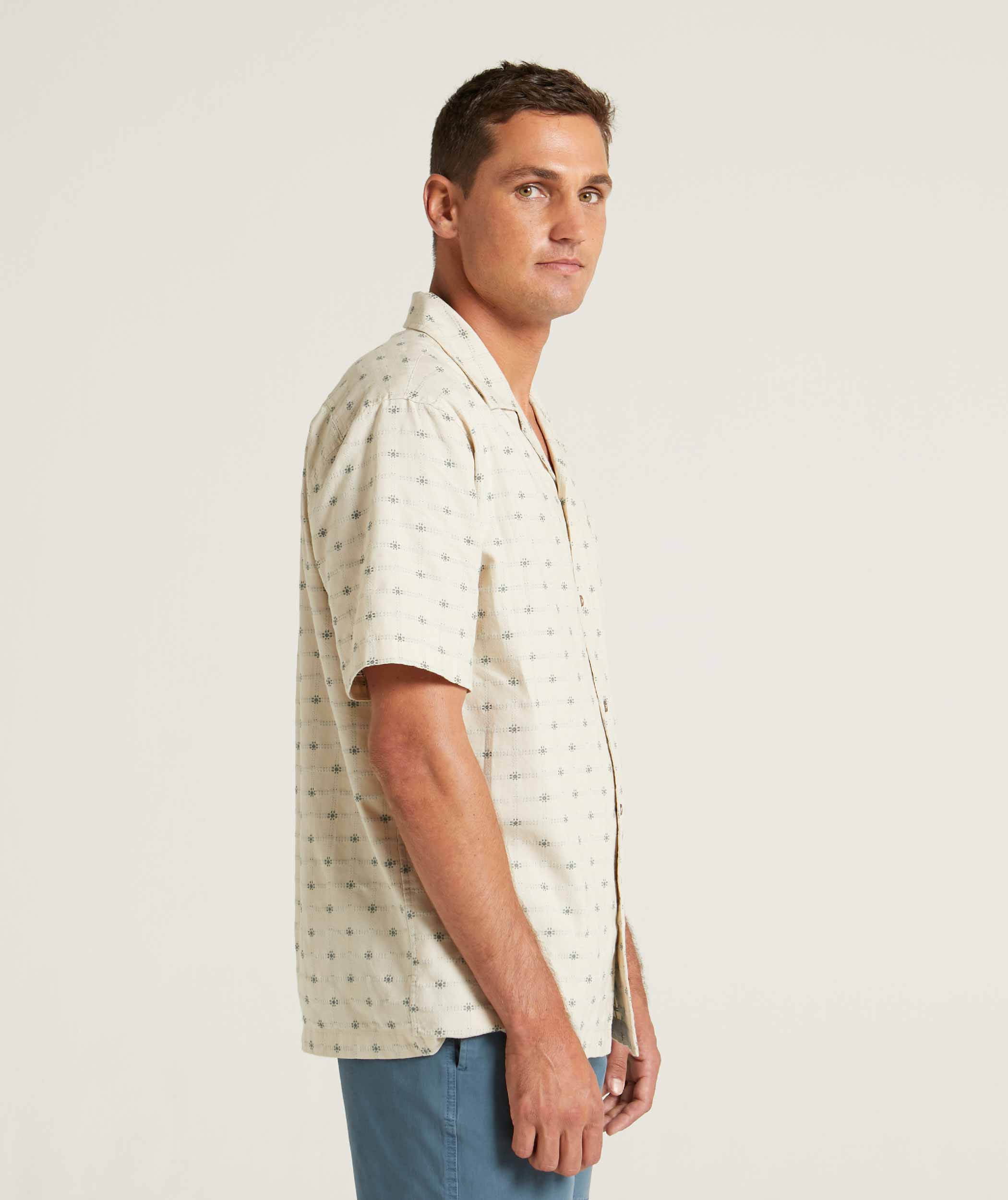 Mens Cotton Short Sleeve Shirt - Moth