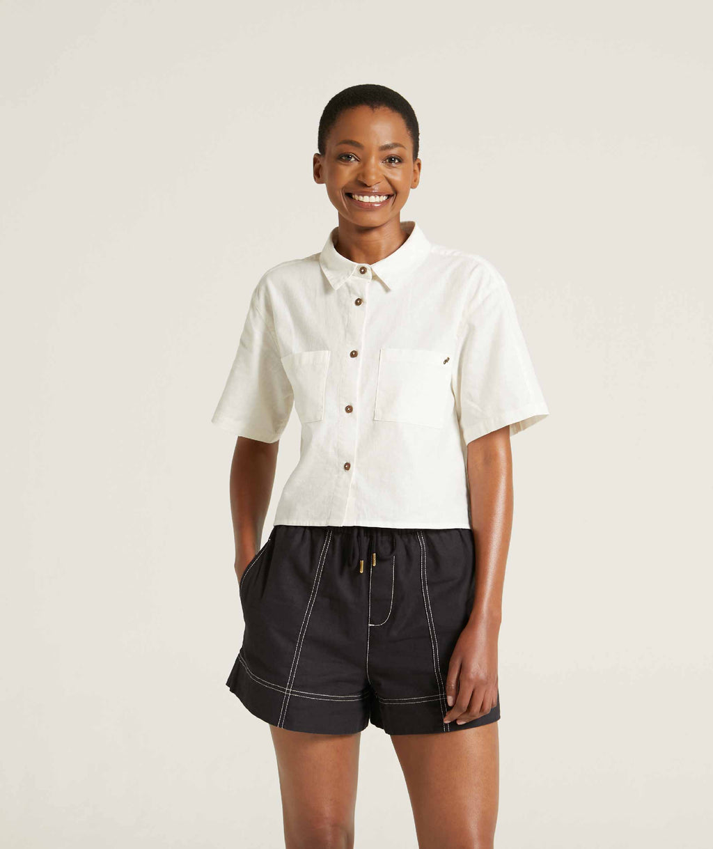Linen Blend Short Sleeve Shirt Soft