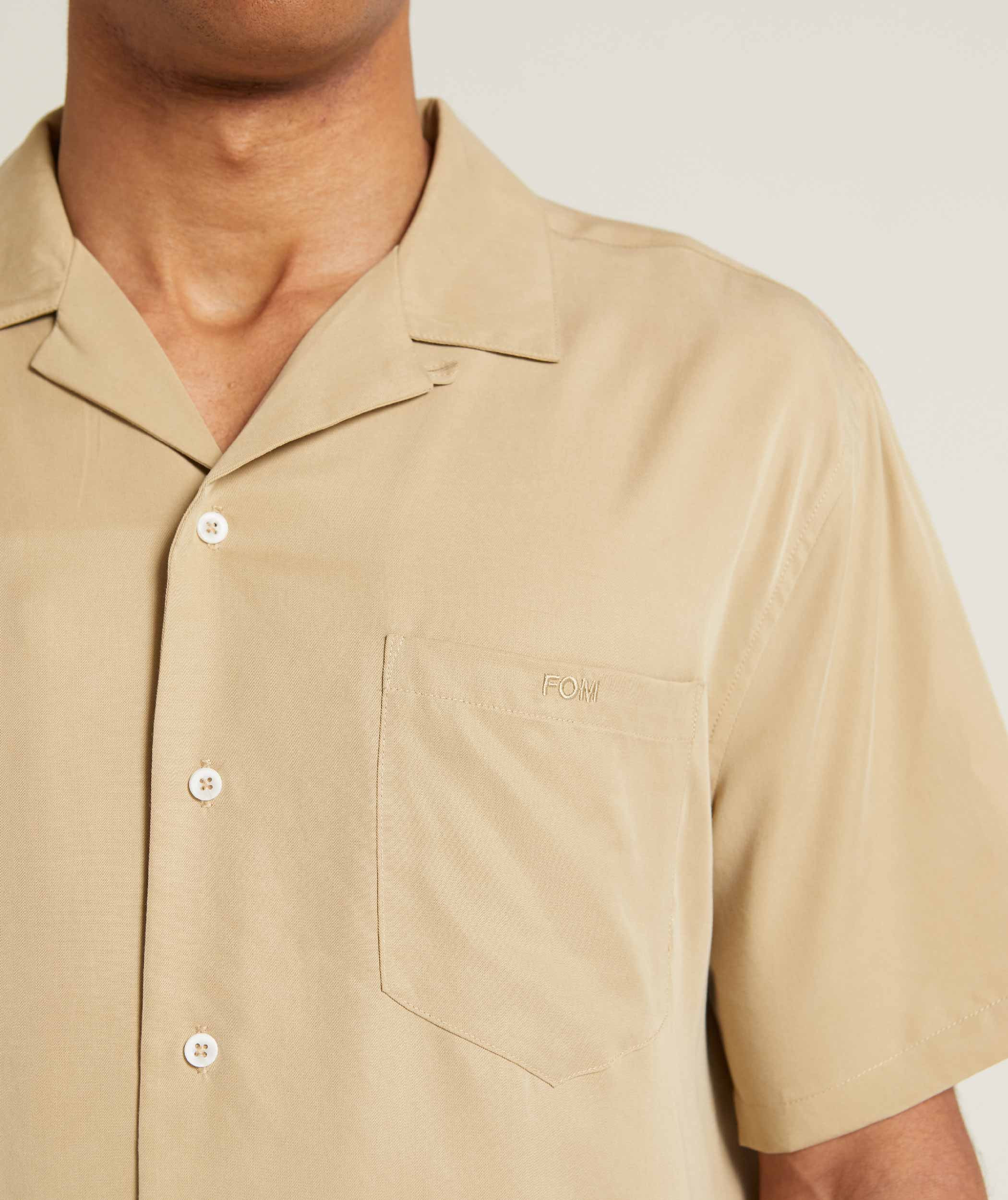 Mens Sueded Short Sleeve Cotton Shirt - Stone