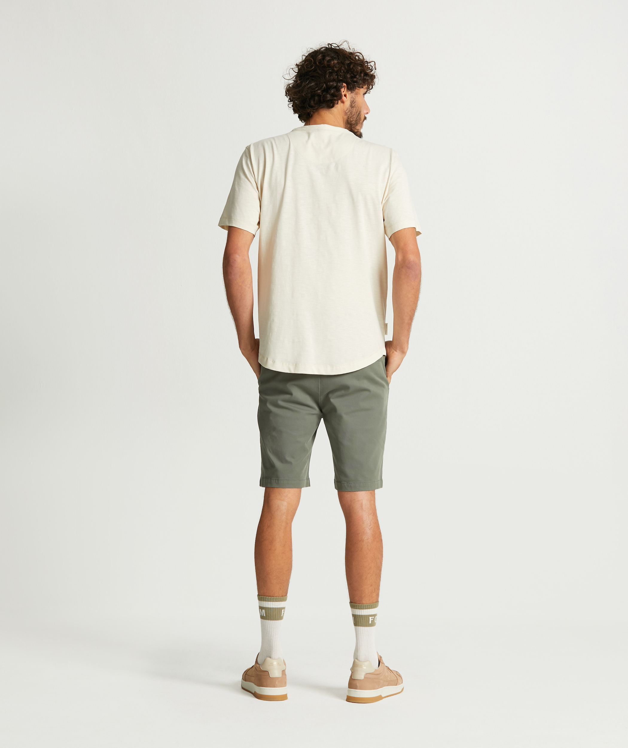 Heren katoenen chino shorts - blauwgroen