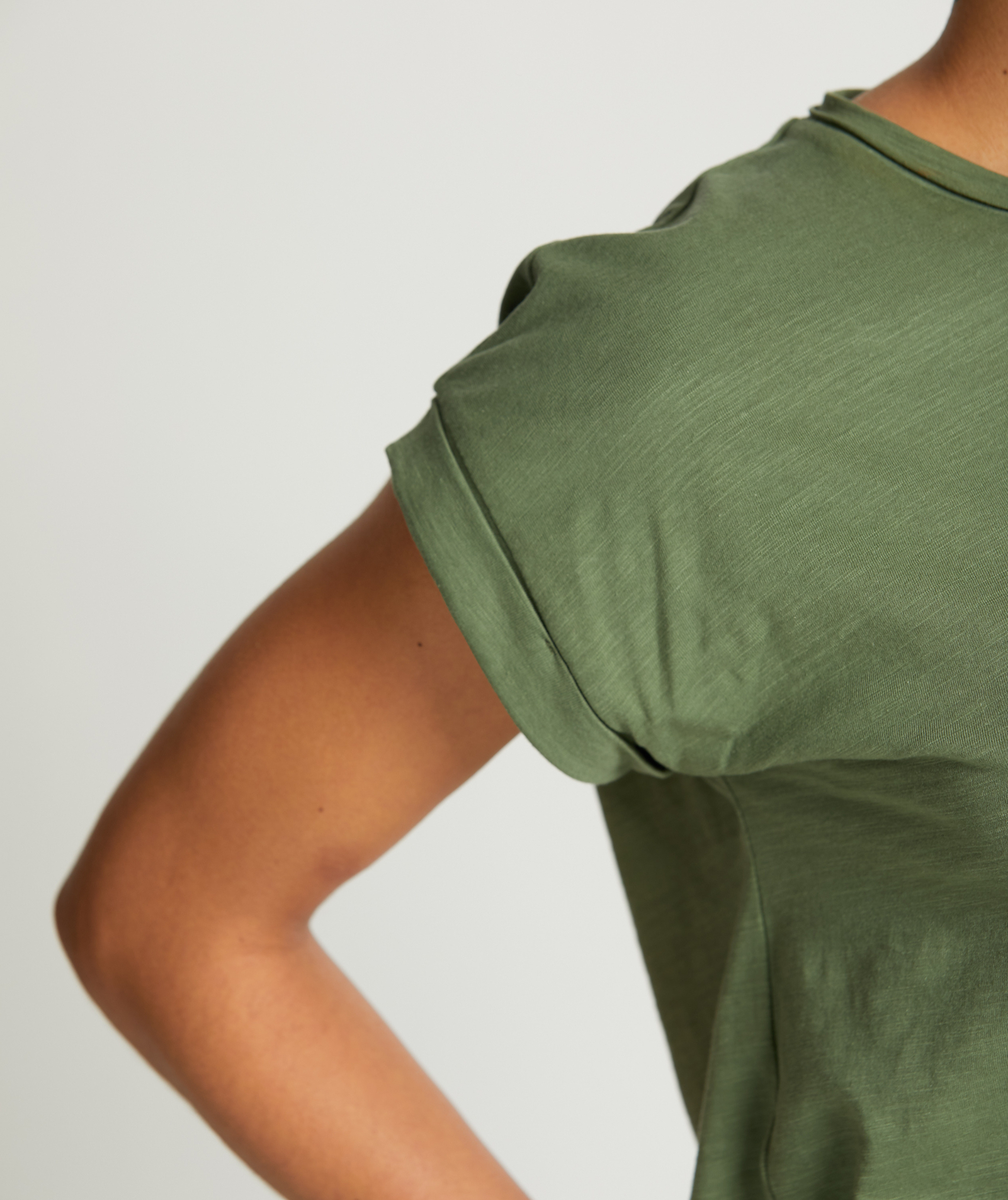 Ladies Cotton Slub Tee - Olive Green