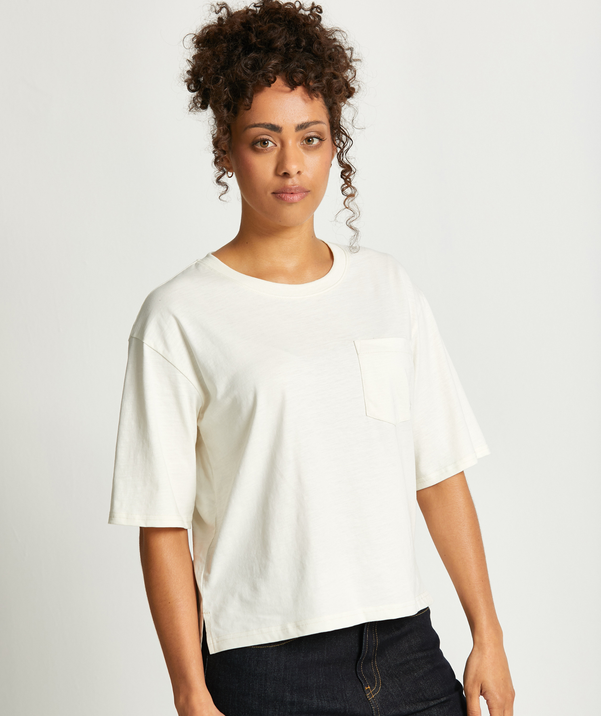 Ladies Standard Organic Cotton Pocket Tee - Coconut Milk