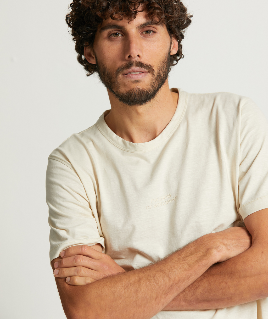 Curved Hem Slub Tee Ecru
