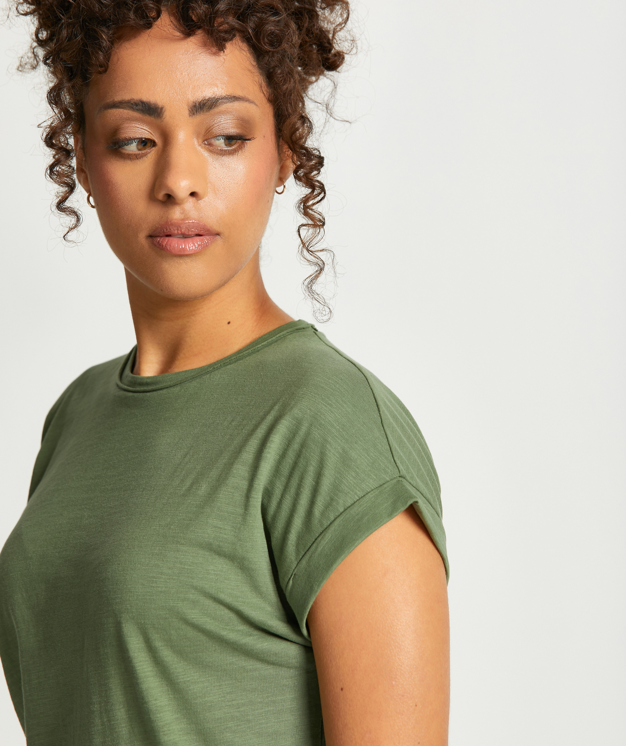 Ladies Cotton Slub Tee - Olive Green