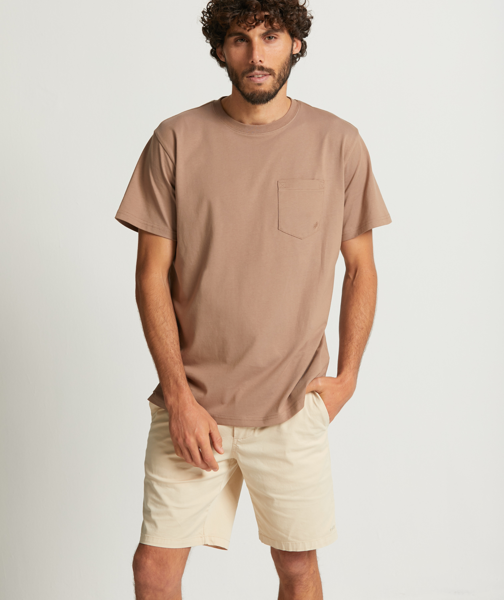 Herren-Chino-Shorts aus Baumwollstretch - Helles Sand