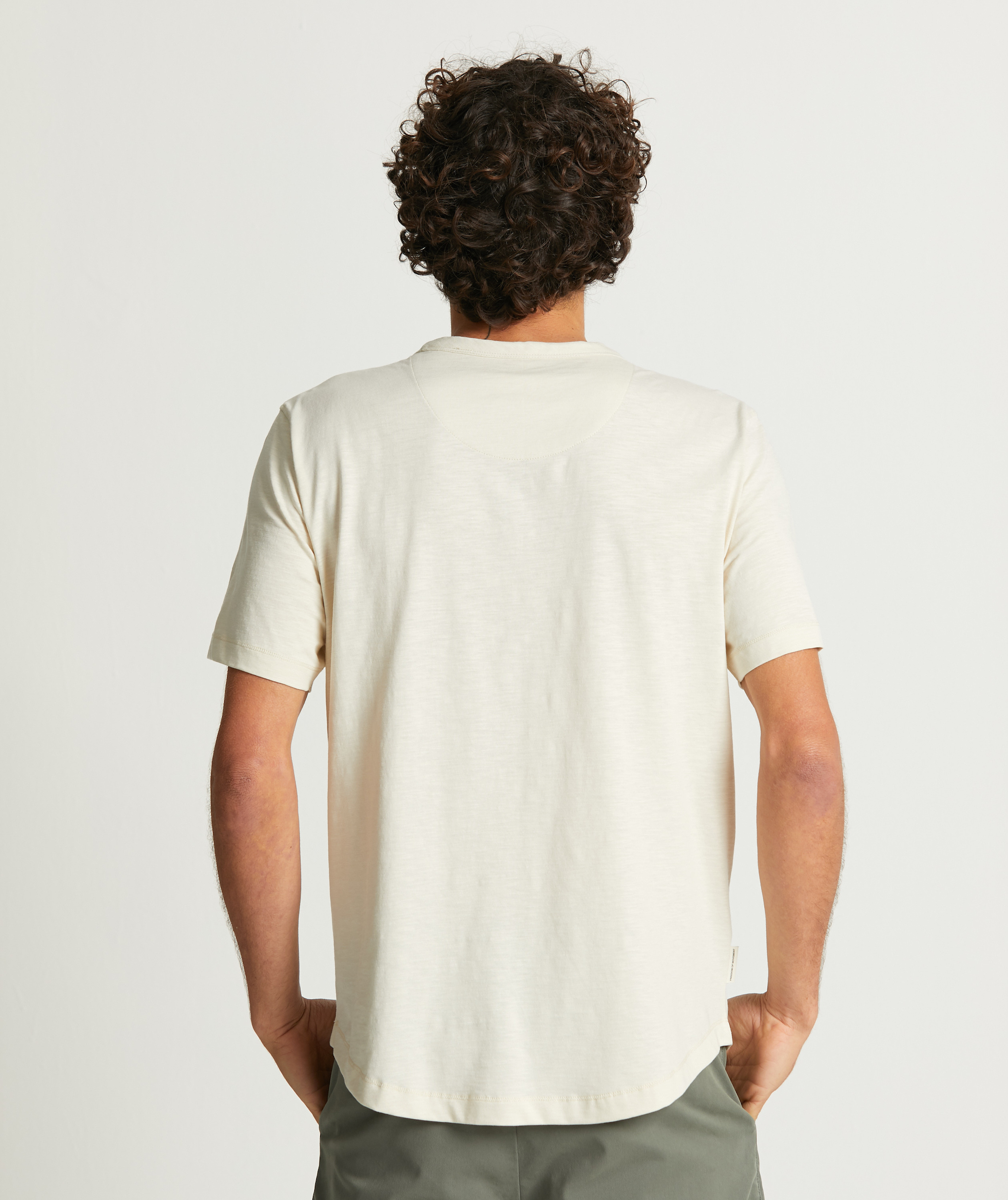 Mens Curved Hem Slub Tee - Ecru