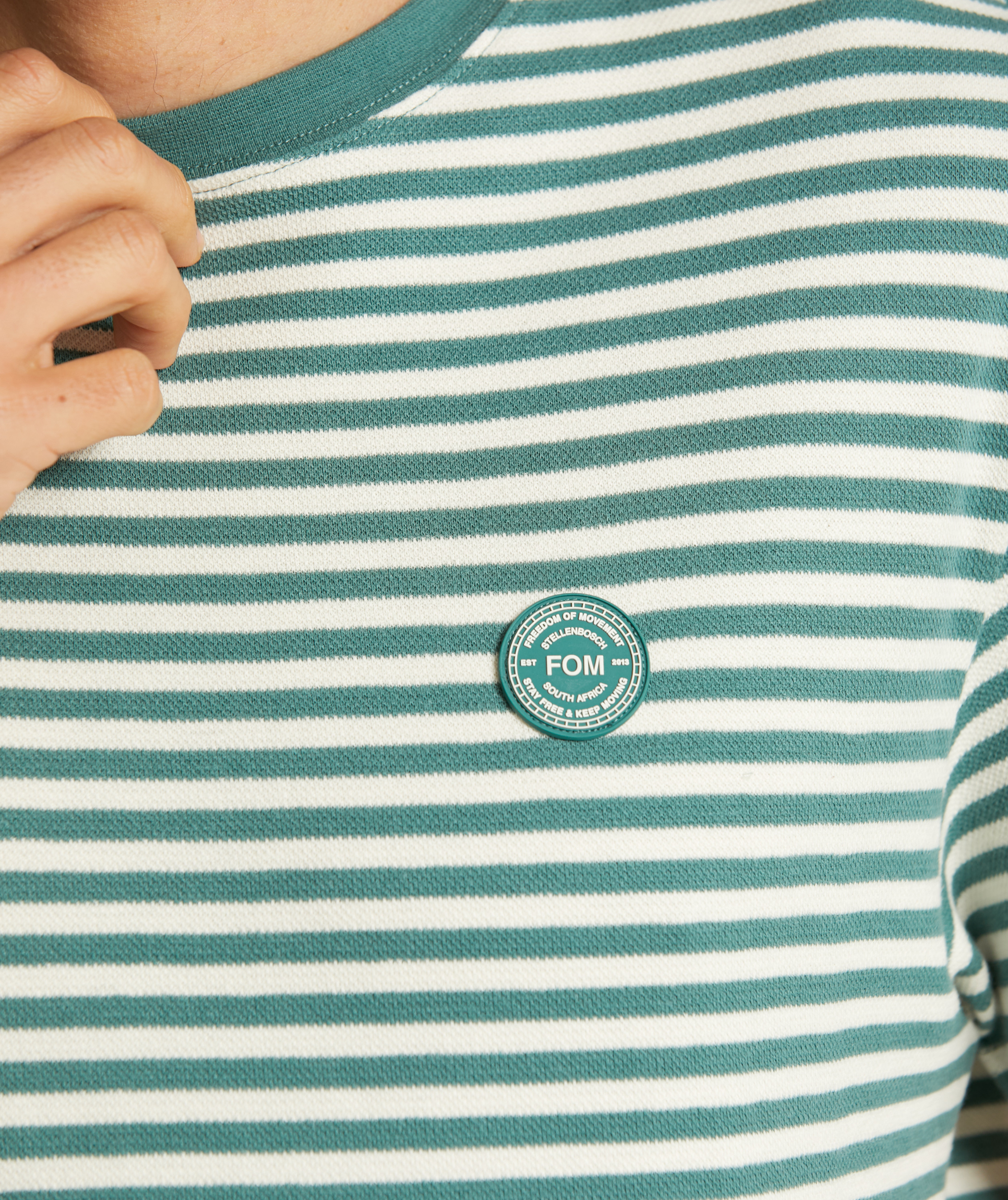 Mens Pique Tee - Teal Stripe