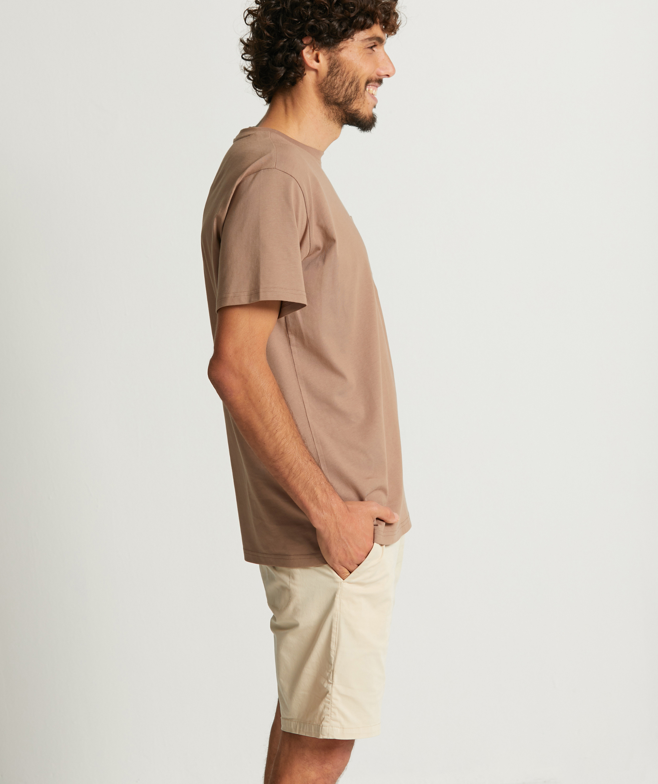 Heren katoenen stretch chino shorts - licht zand