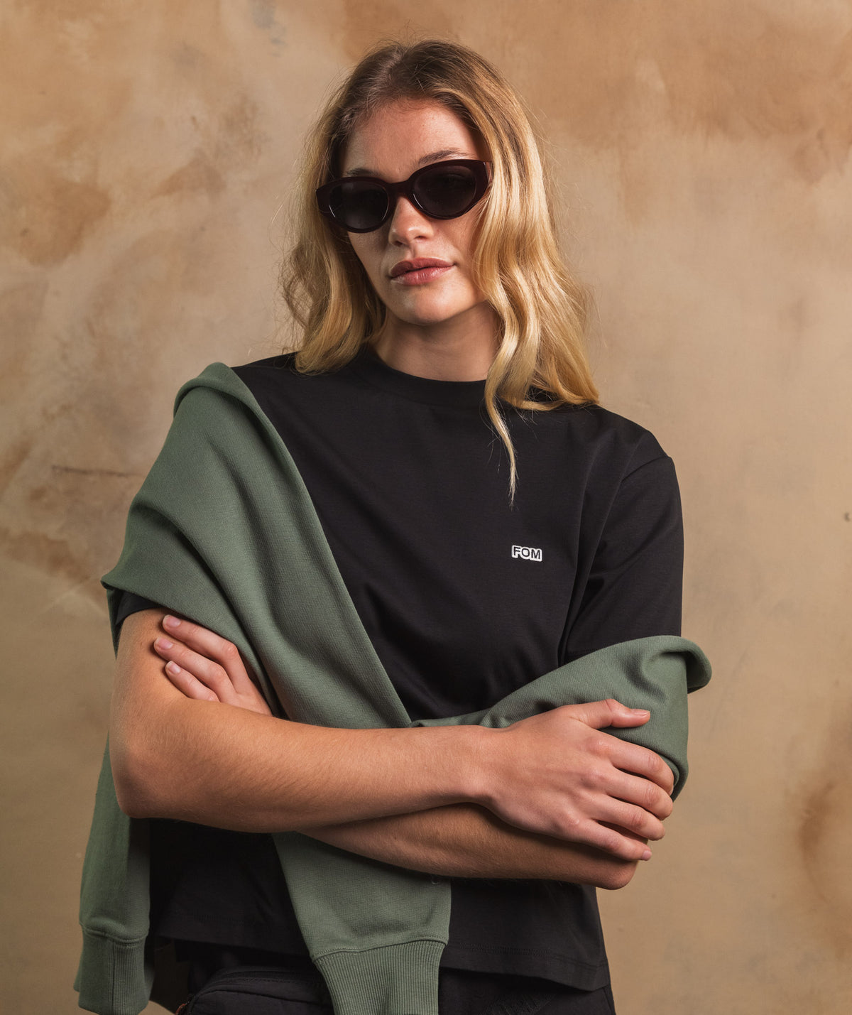 Ladies Textured Crew Neck Sweat - Sage Green