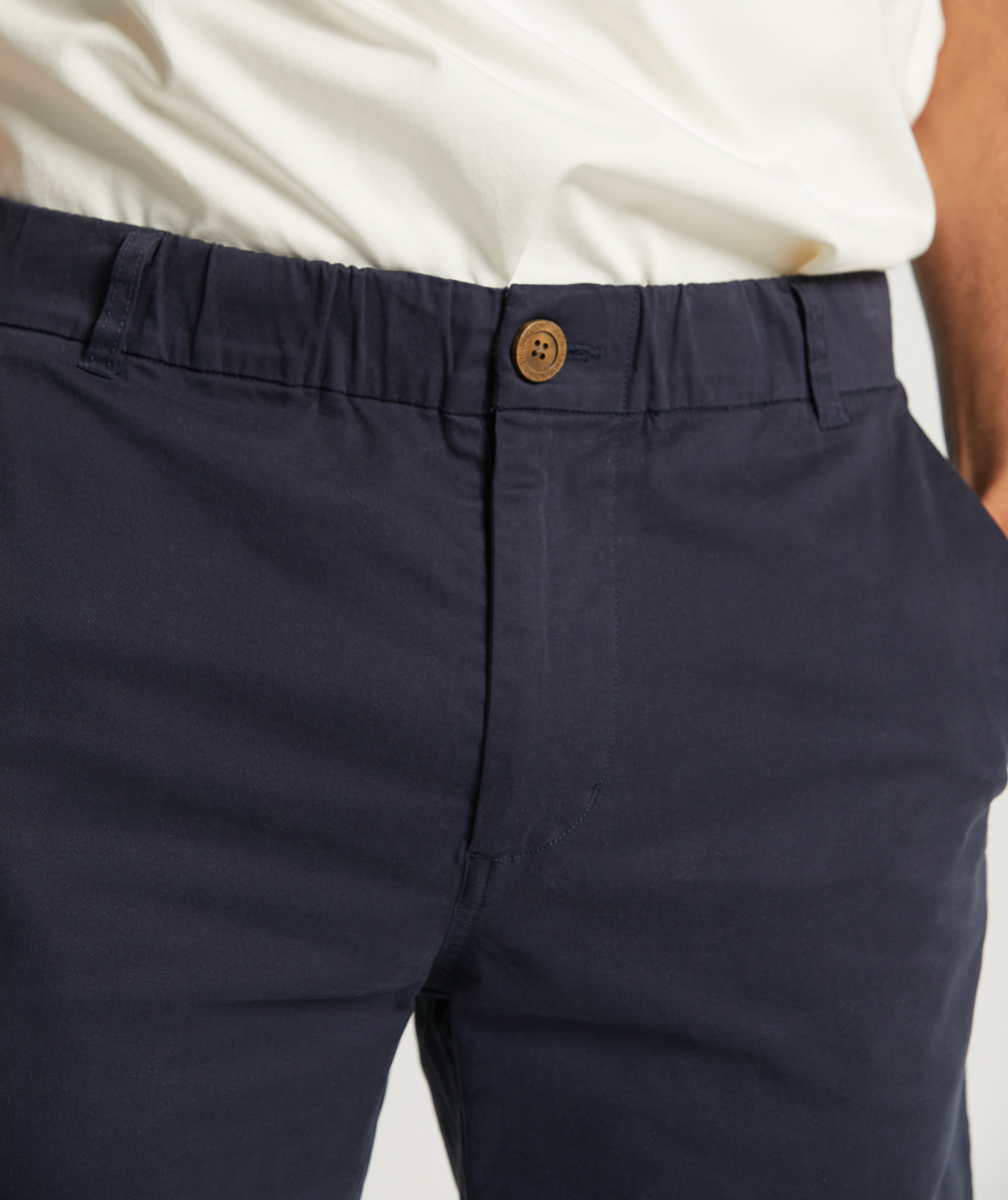 Heren katoenen stretch chino shorts - marineblauw