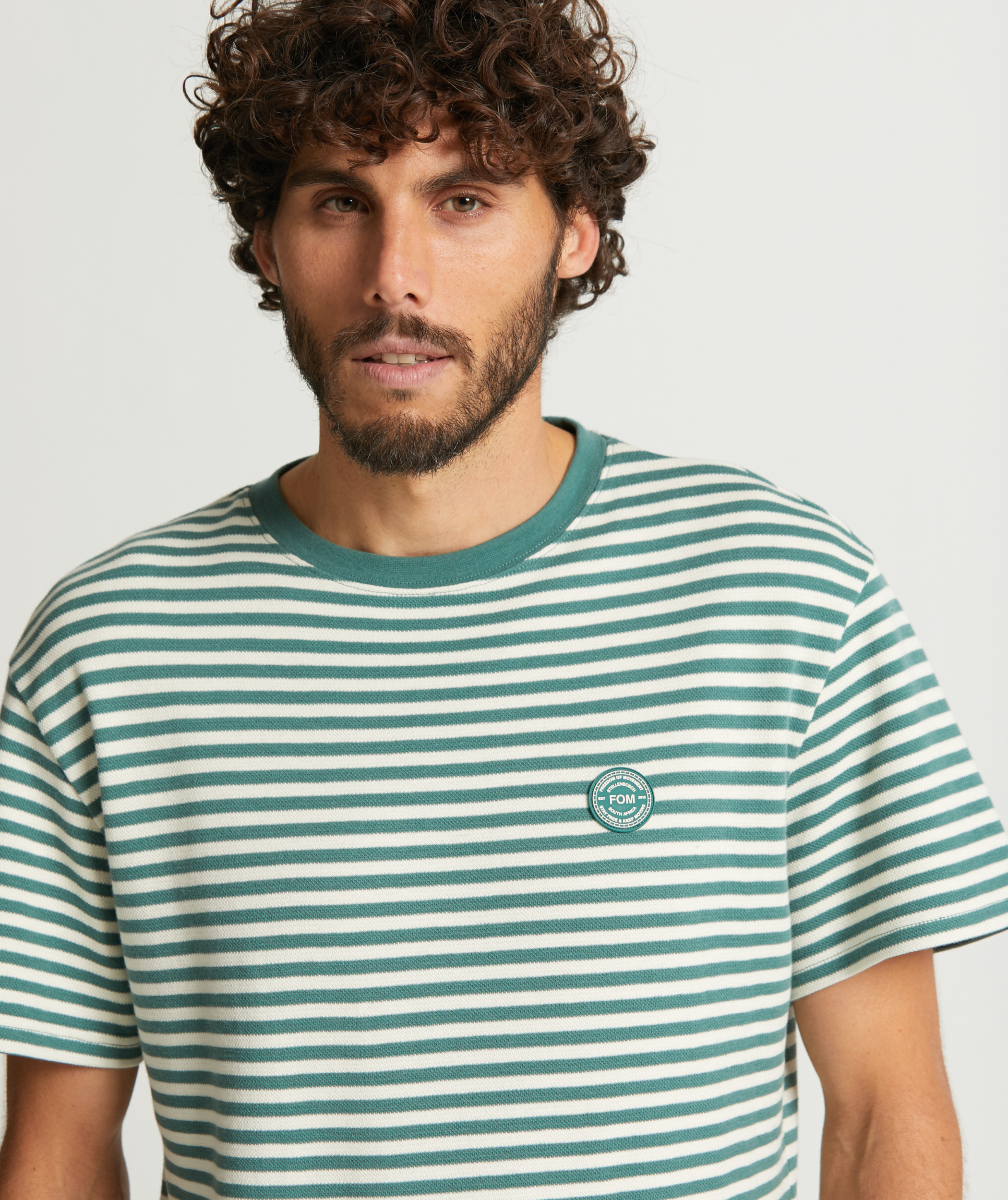 Heren Piqué T-shirt - Teal Stripe