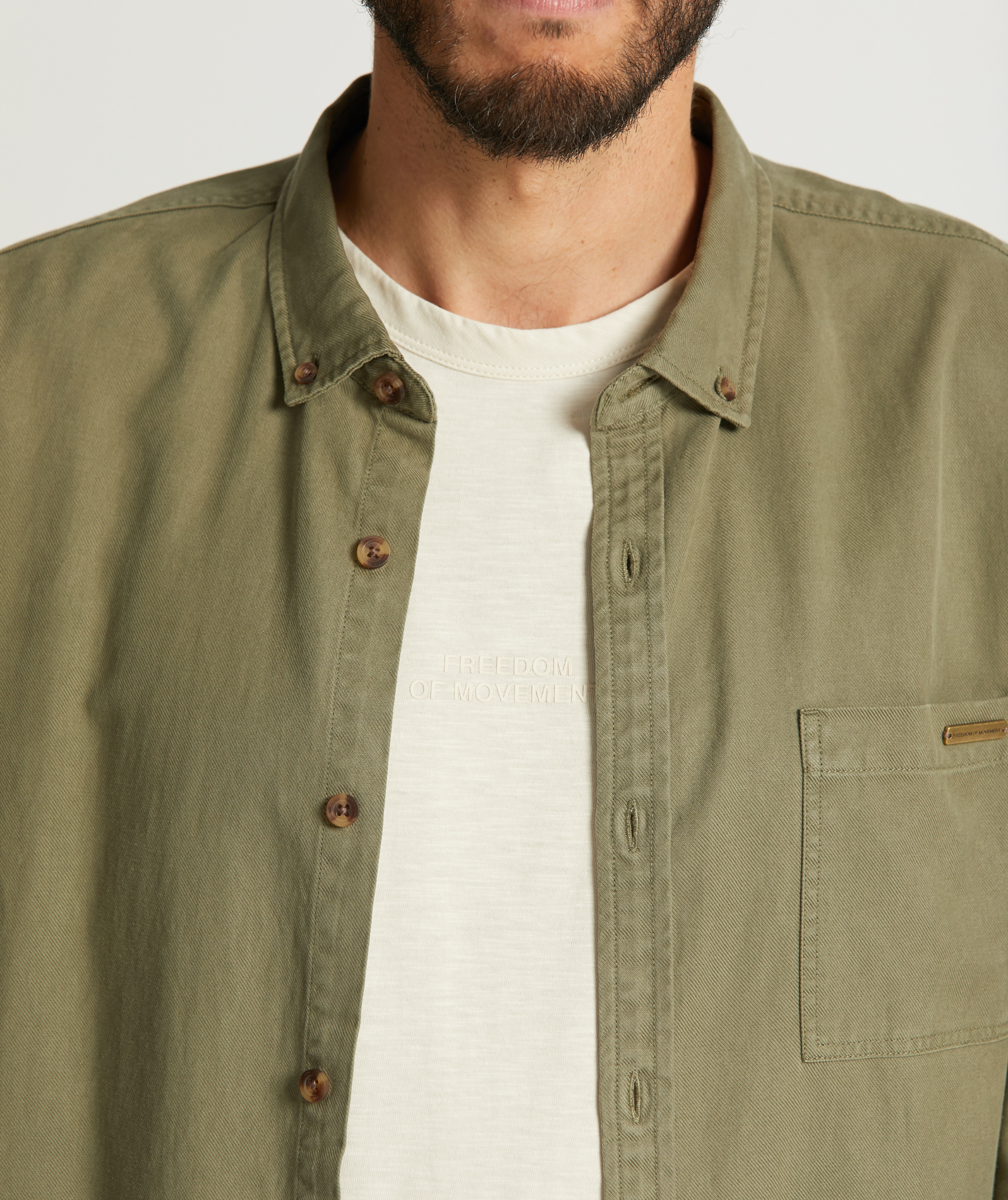 Mens Tencel Long Sleeve Shirt - Olive Green