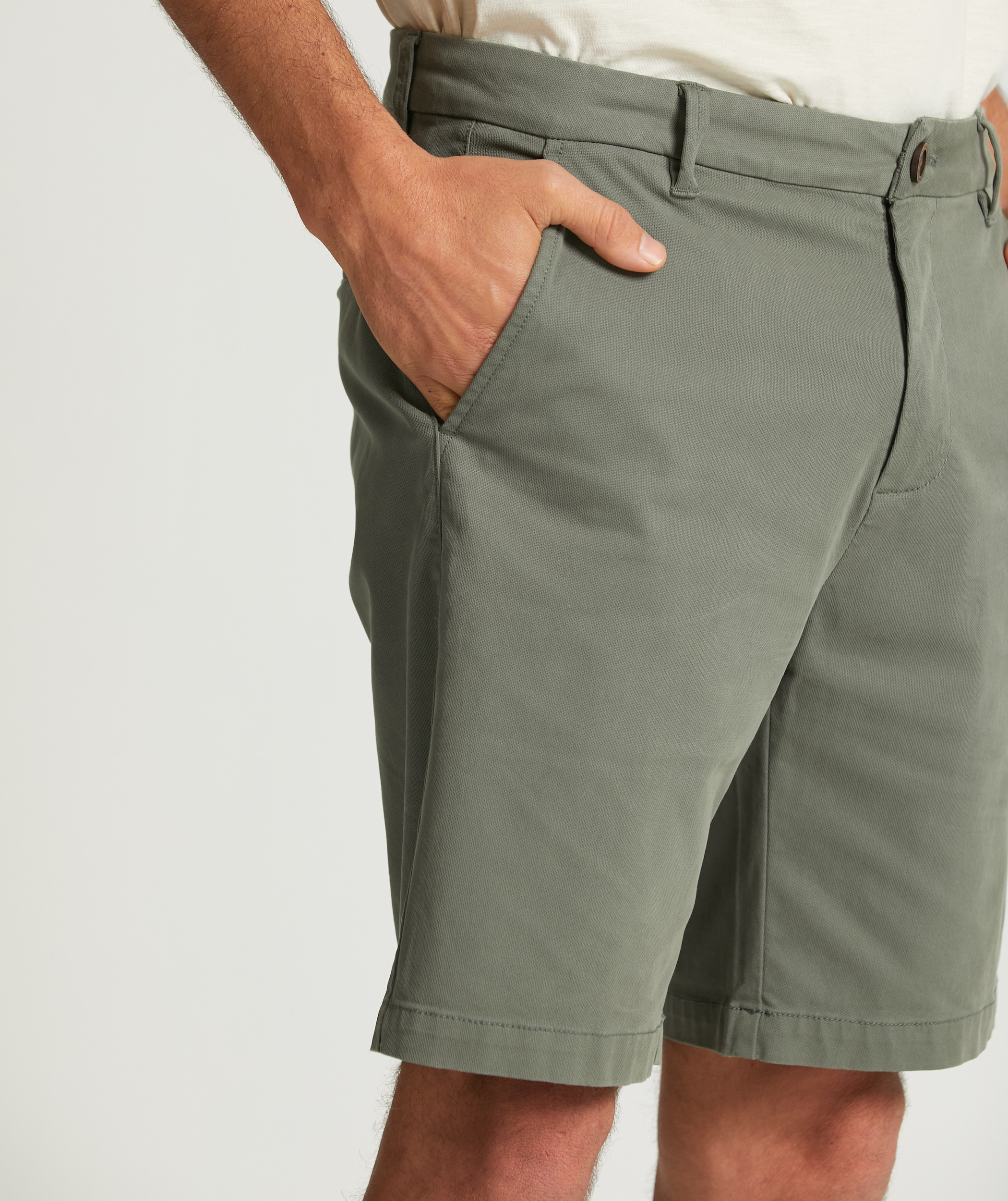 Heren katoenen chino shorts - blauwgroen