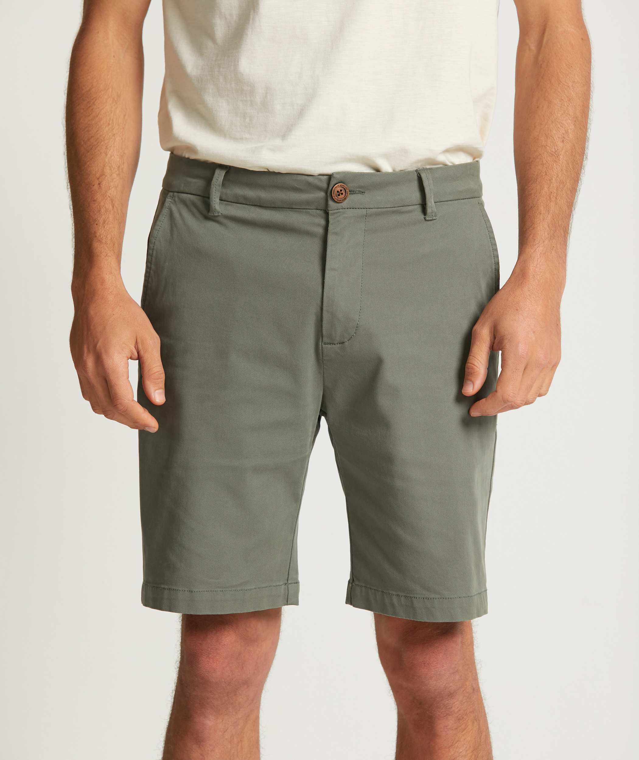 Heren katoenen chino shorts - blauwgroen