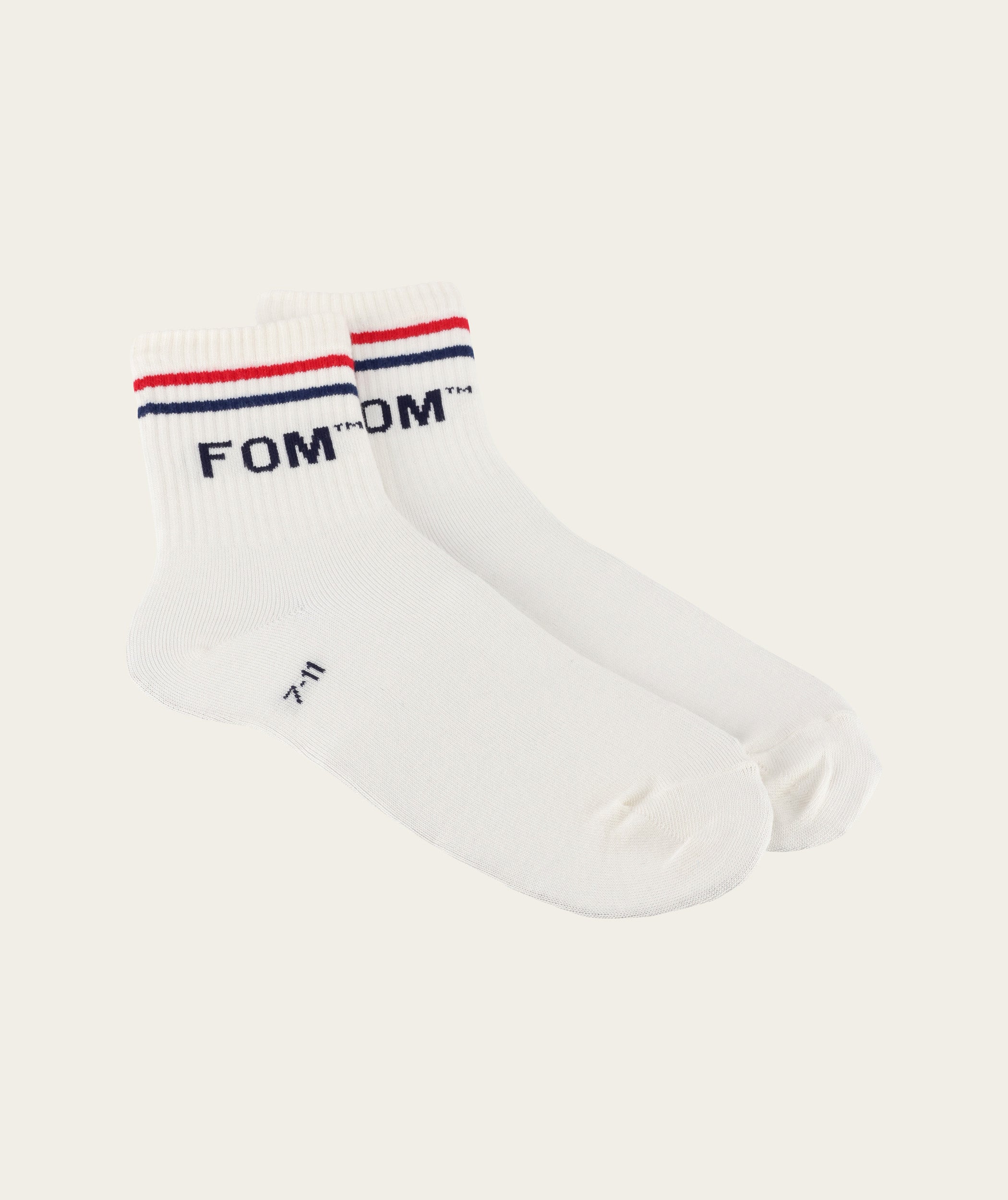 Socks FOM Active - Cream/ Red & Navy Stripe (Size 7-11)