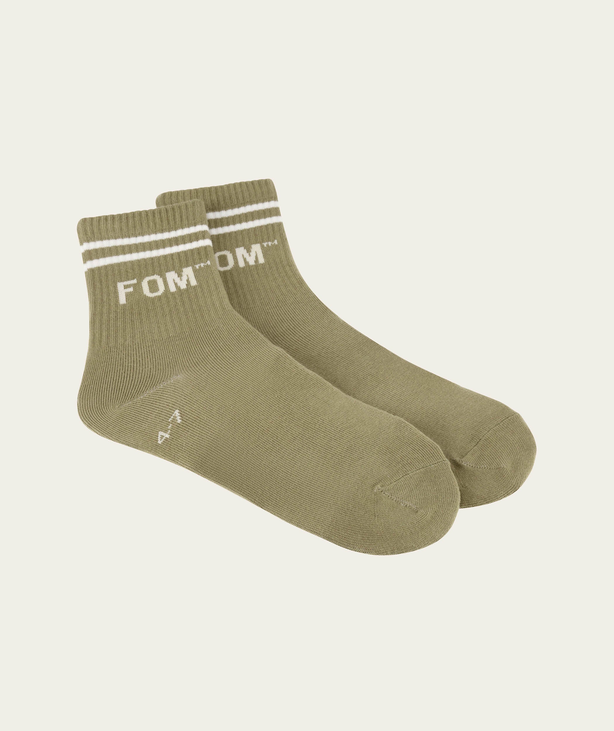 Socks FOM Active - Light Olive/ Cream Stripe (Size 4-7)