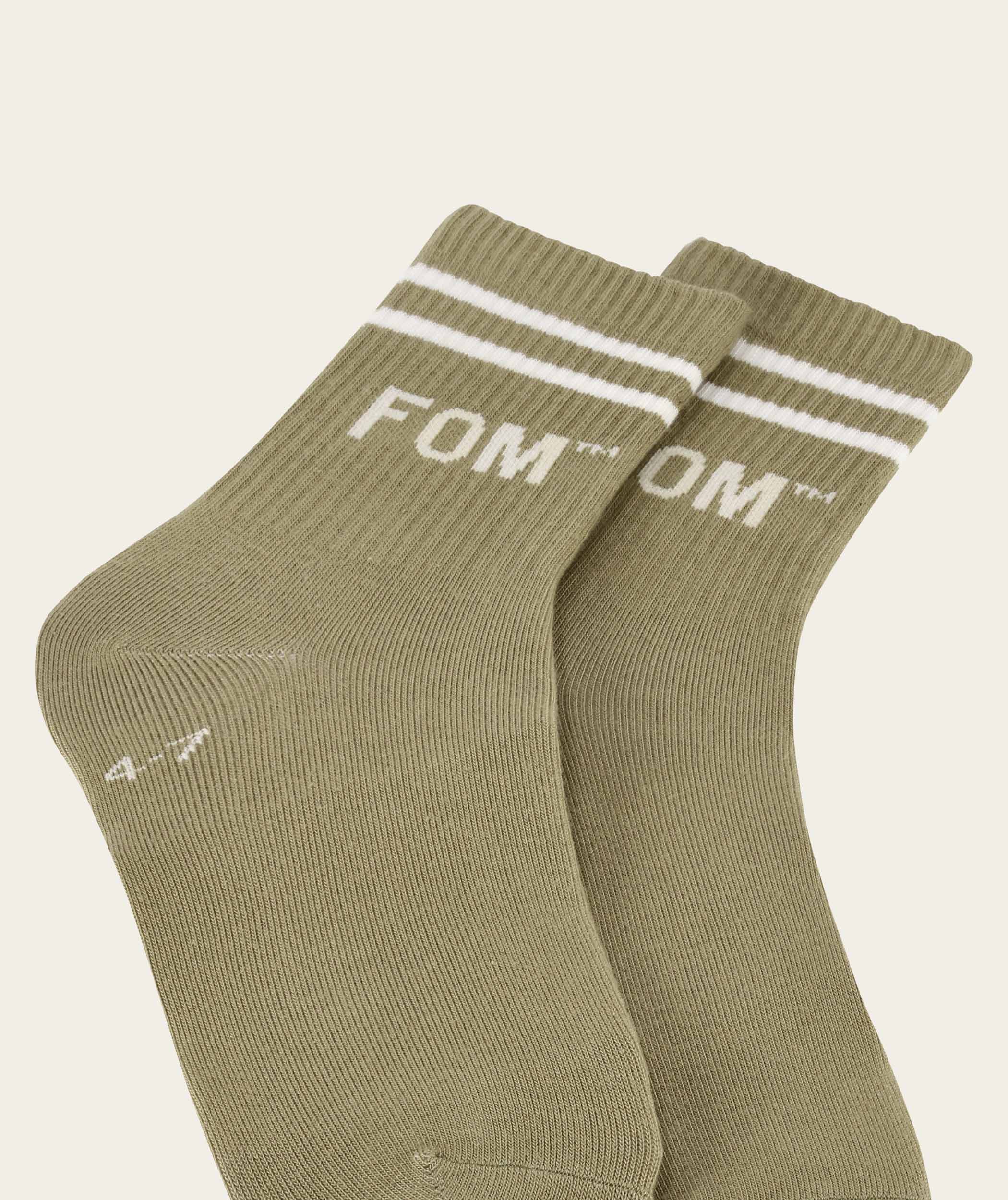 Socks FOM Active - Light Olive/ Cream Stripe (Size 4-7)