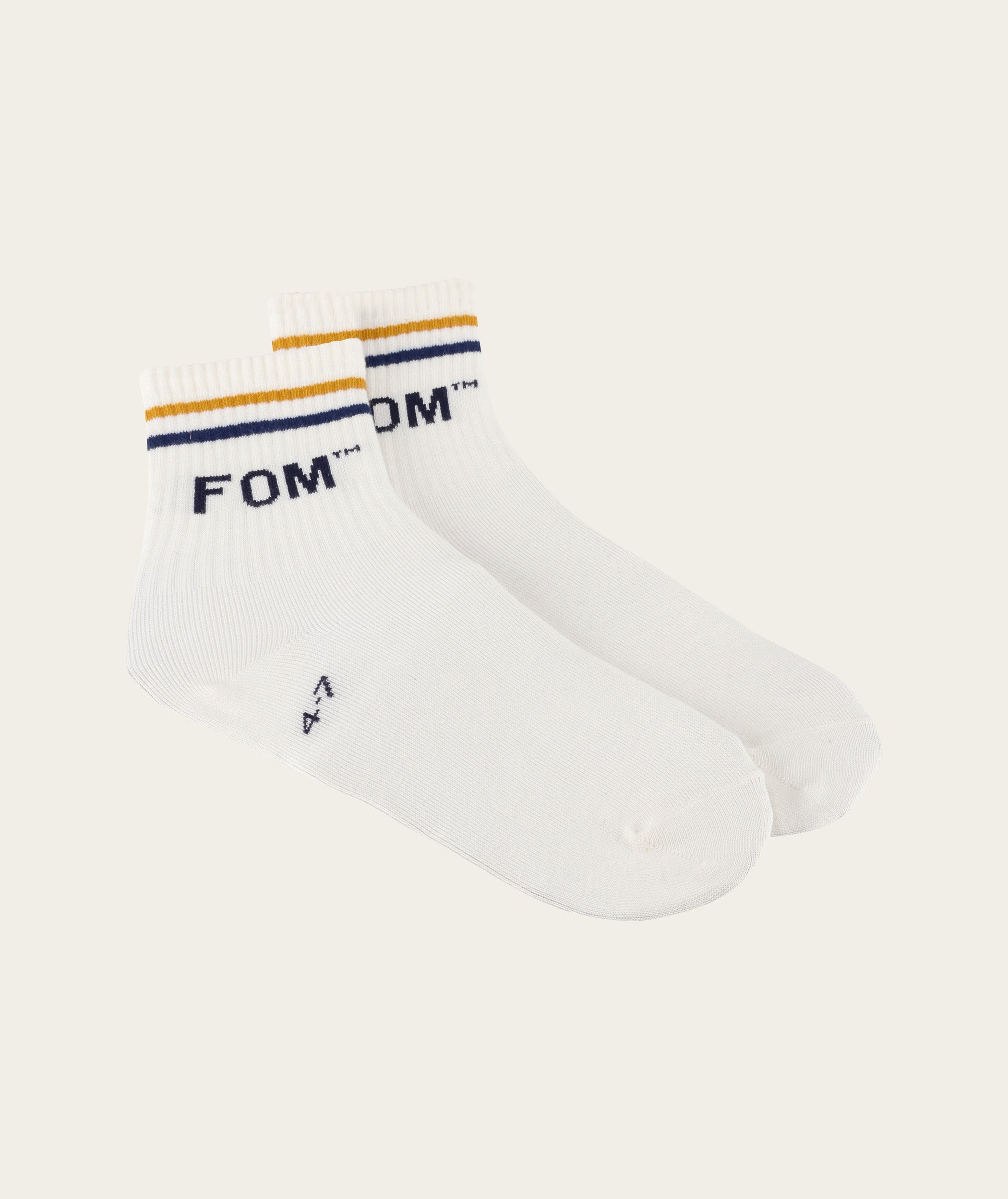 Socks FOM Active - Cream/ Gold & Navy Stripe (Size 4-7)