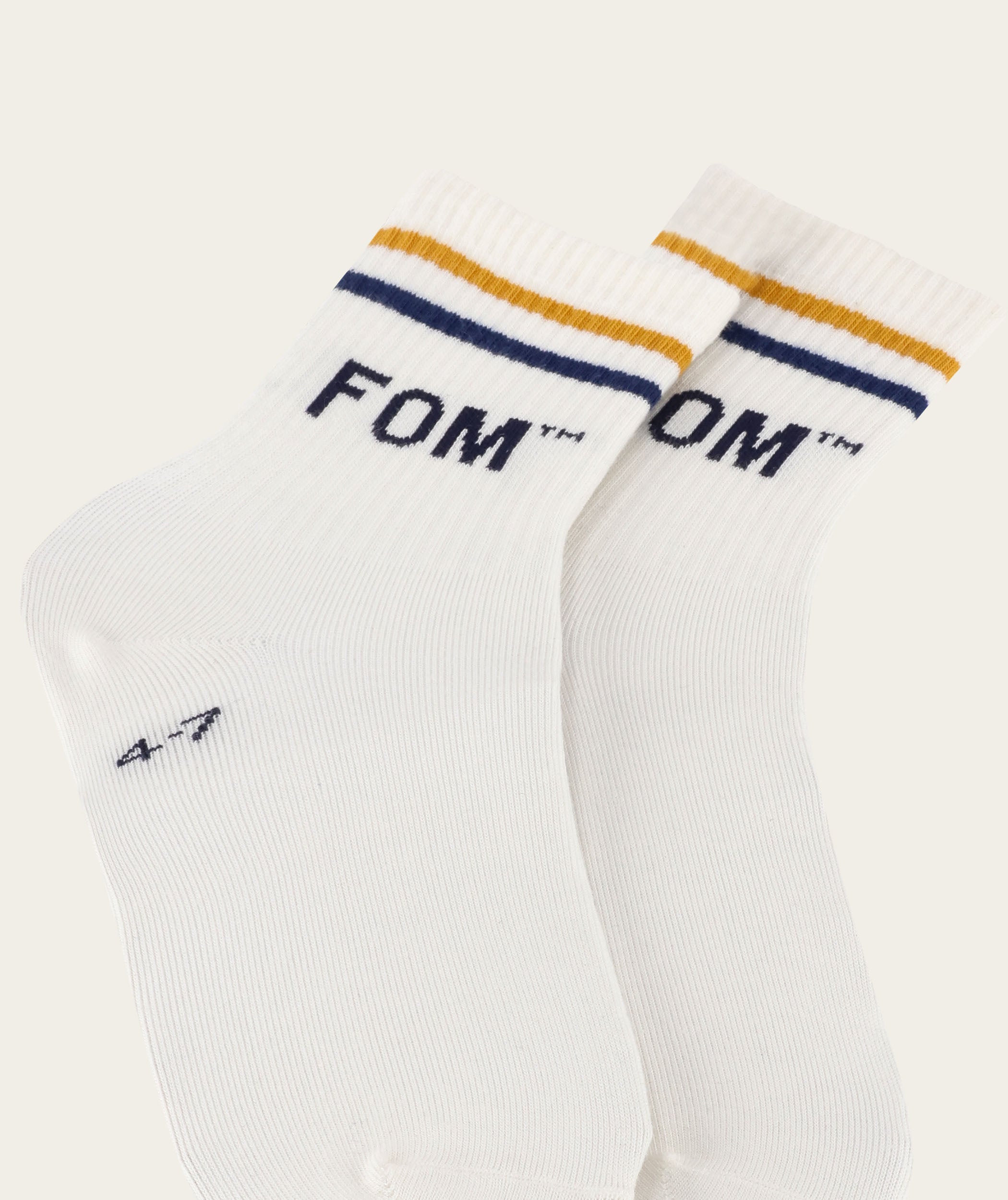 Socks FOM Active - Cream/ Gold & Navy Stripe (Size 4-7)