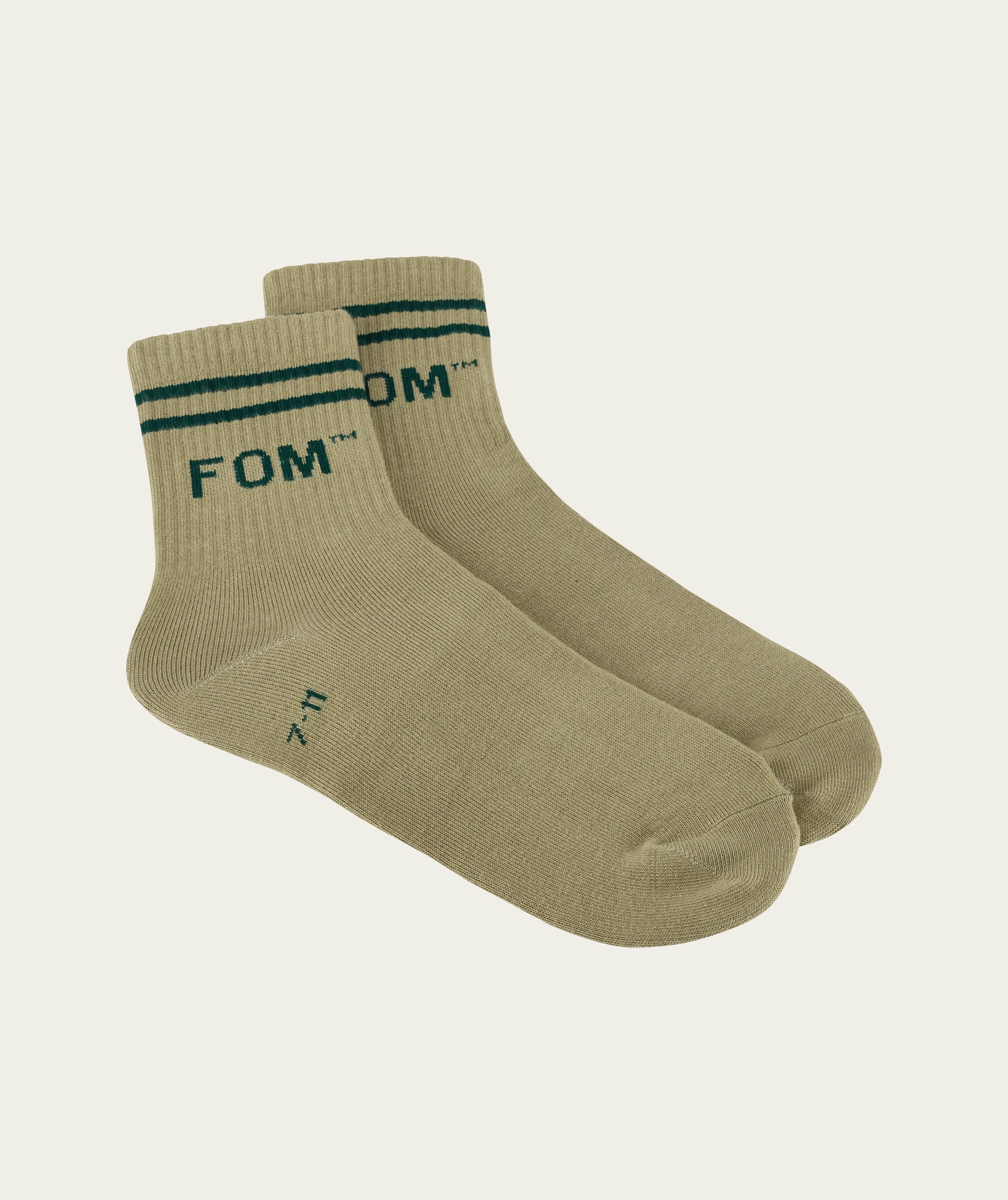 Socks FOM Active - Light Olive/ Khaki Stripe (Size 7-11)