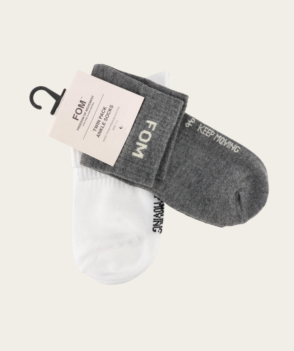Socks FOM Ankle Twin Pack & Grey Melange