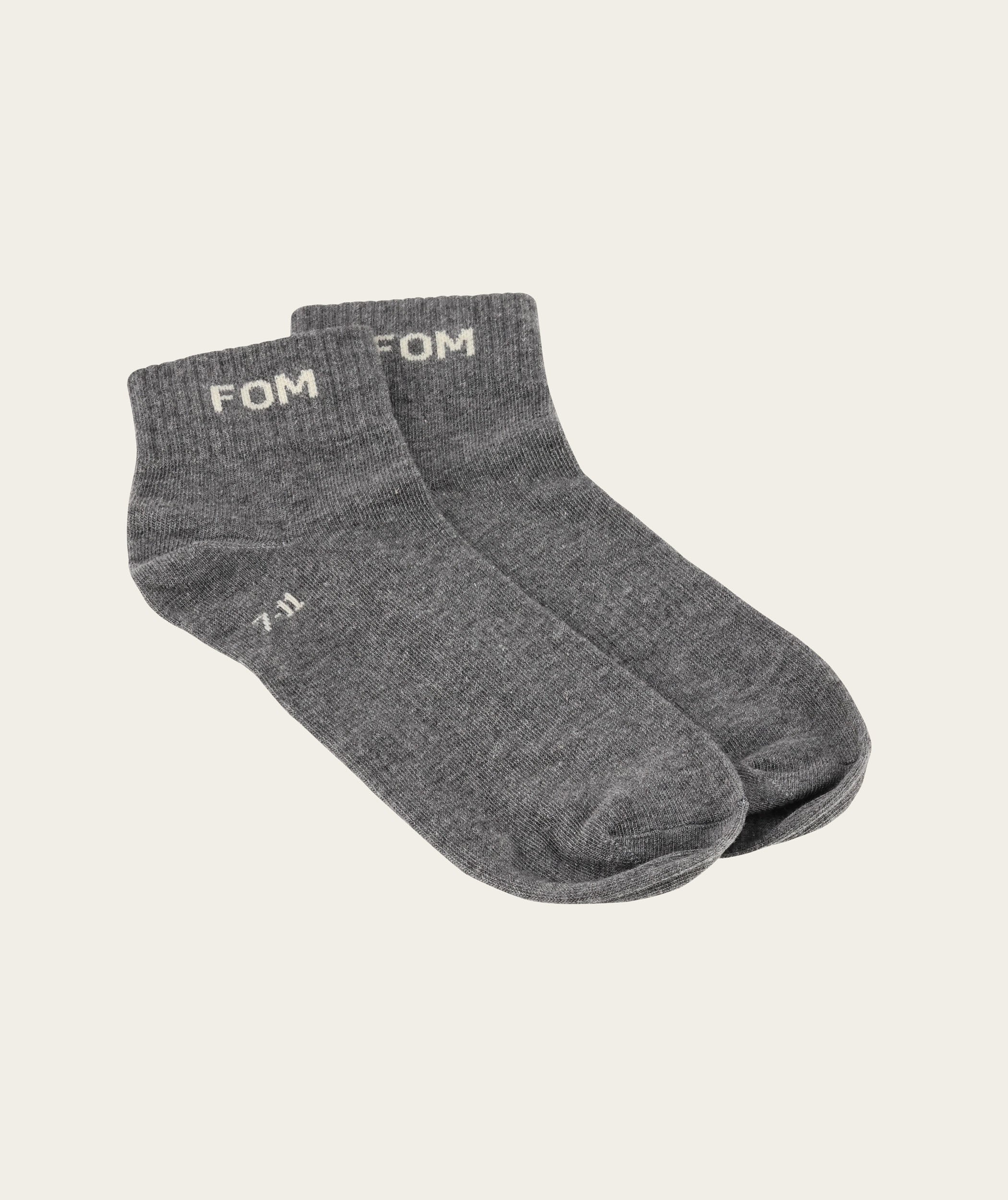 Socks FOM Ankle Twin Pack - White & Grey Melange (Size 7-11)