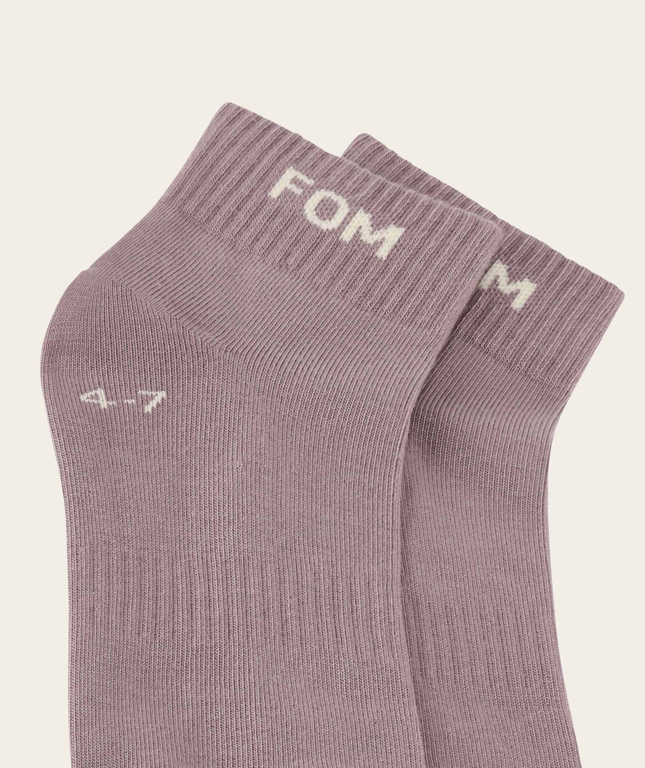 Socks FOM Ankle Twin Pack - White & Lilac Grey (Size 4-7)