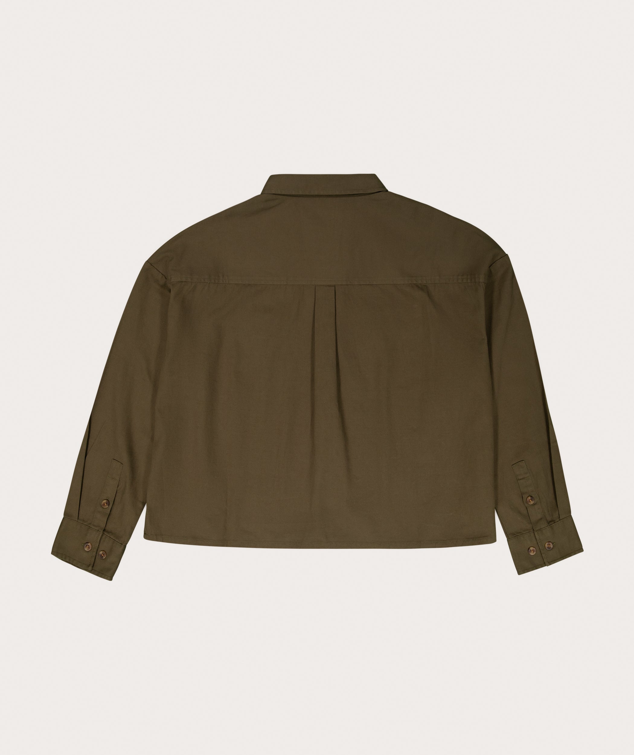 Ladies Boxy Long Sleeve Shirt - Olive Green