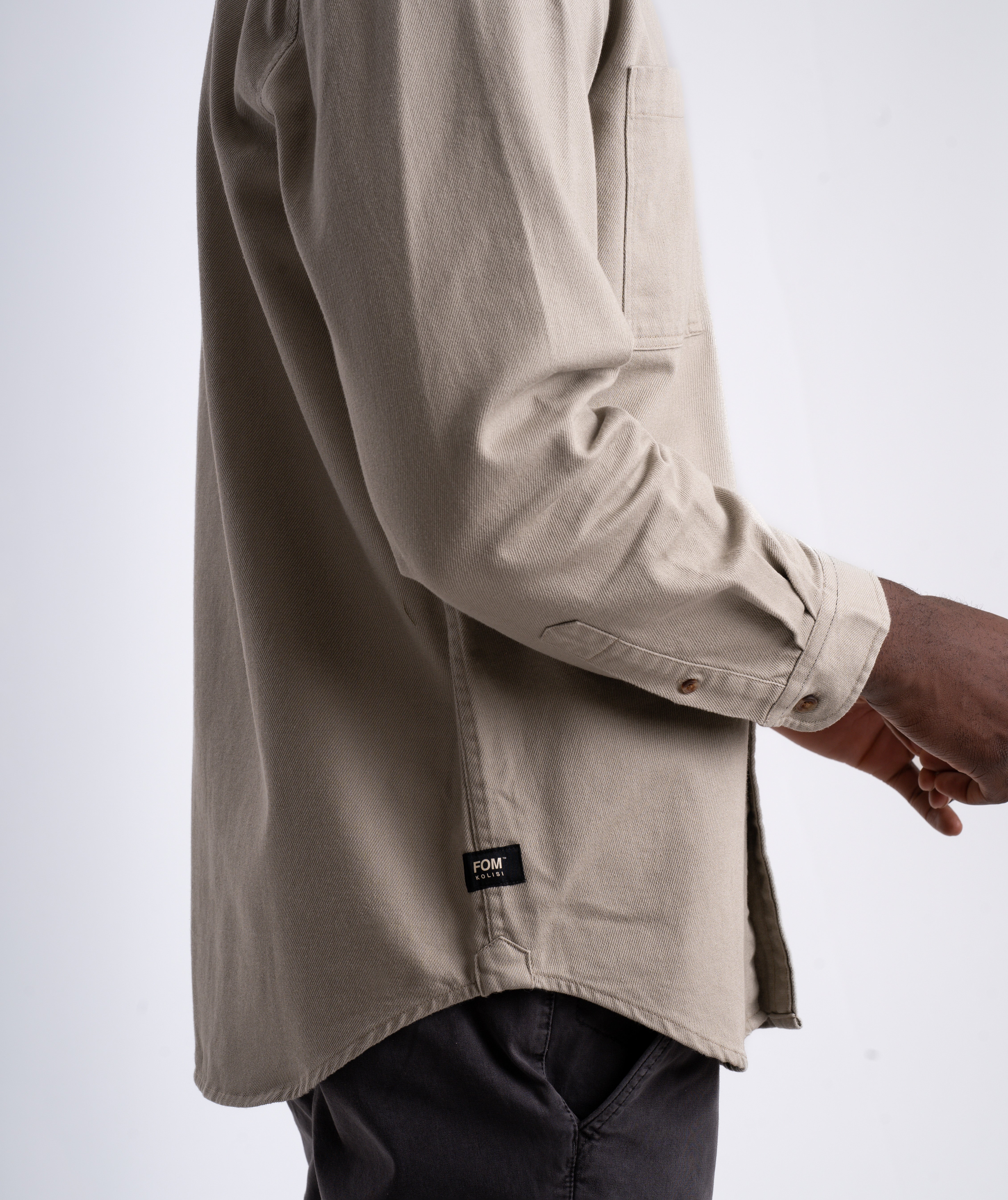 FOM x Kolisi Heren Twill Lange Mouw Shirt - Grijs