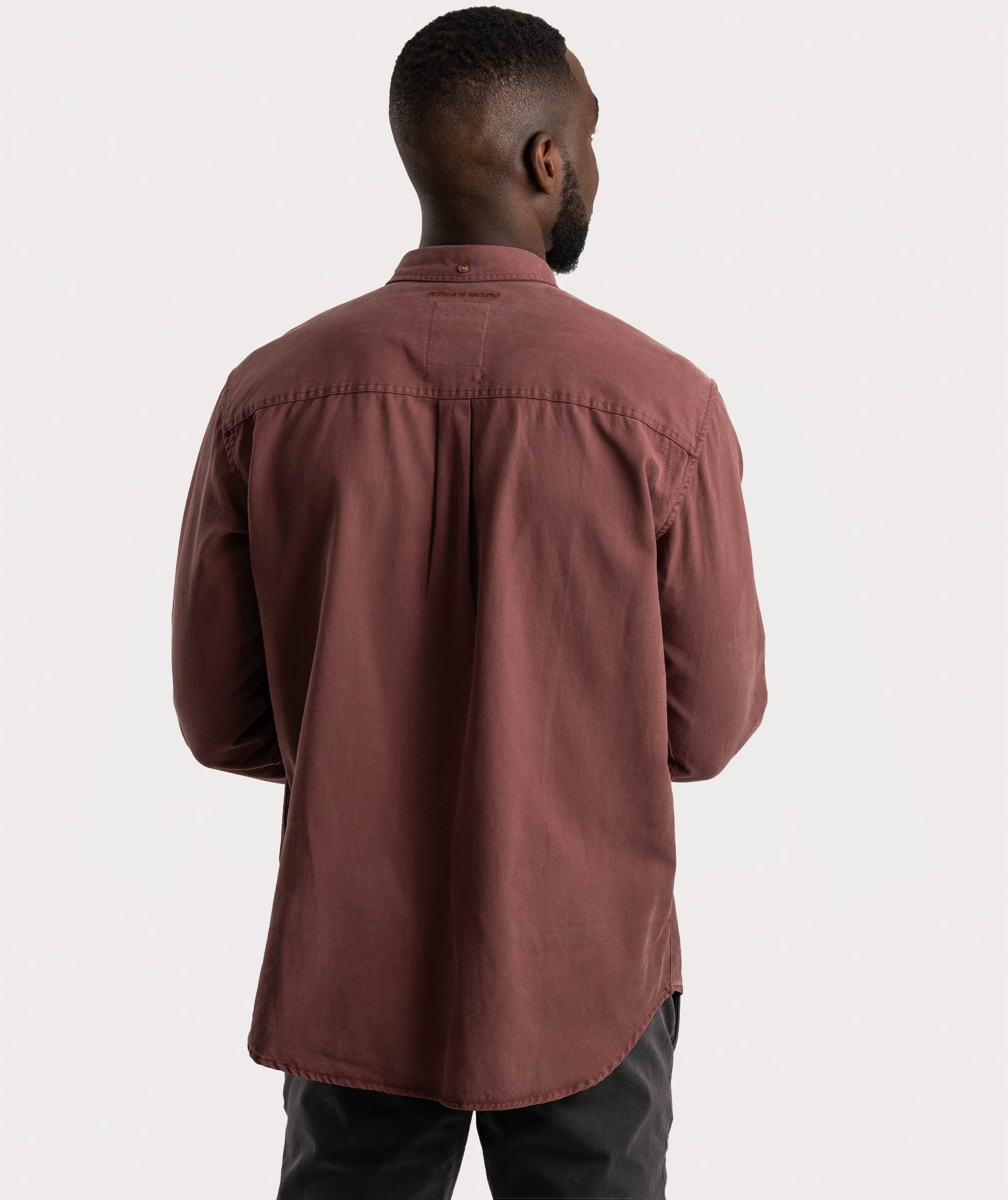 Heren Tencel Long Sleeve Shirt - Bordeauxrood