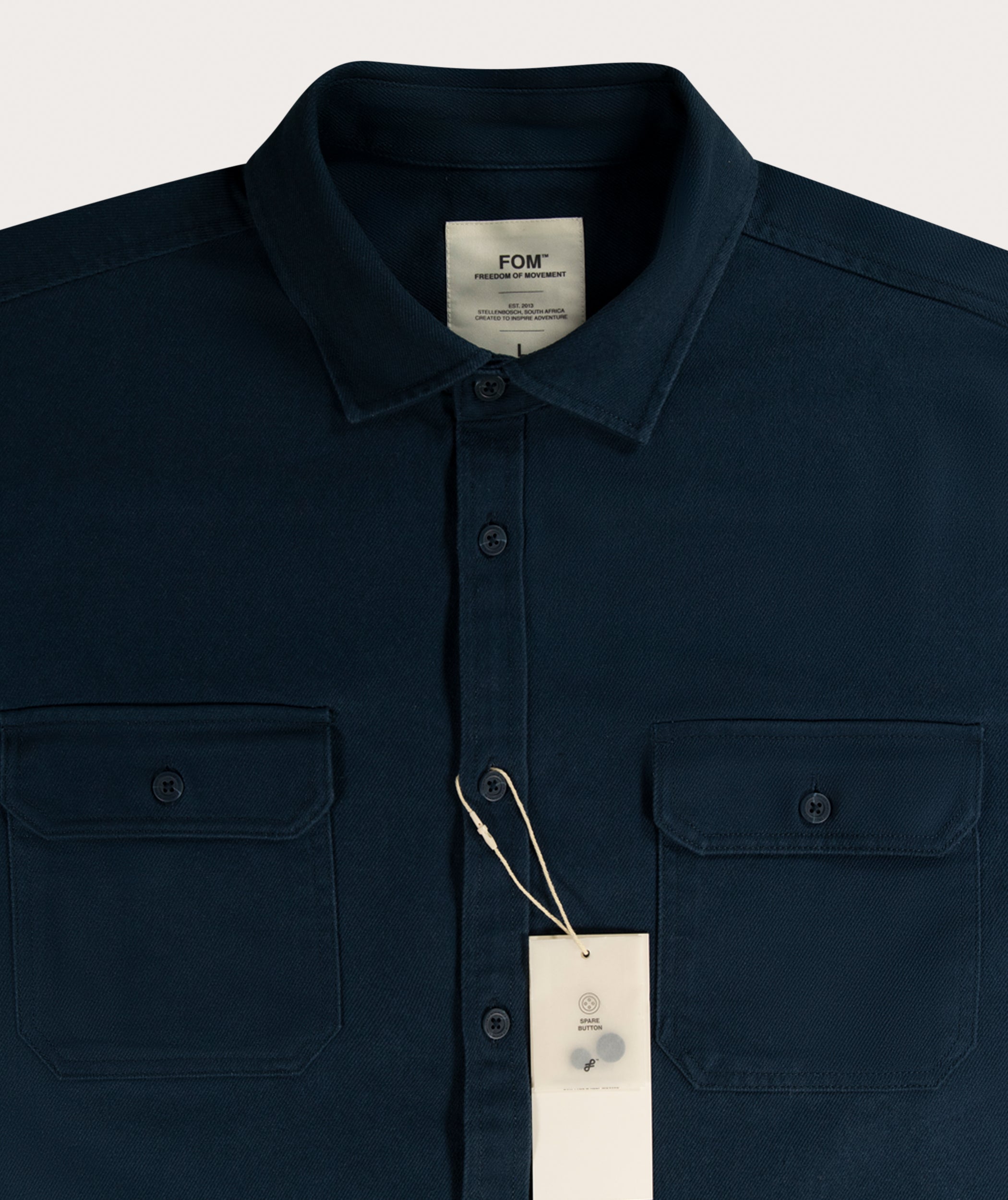 Mens Cotton Twill Long Sleeve Shirt - Navy