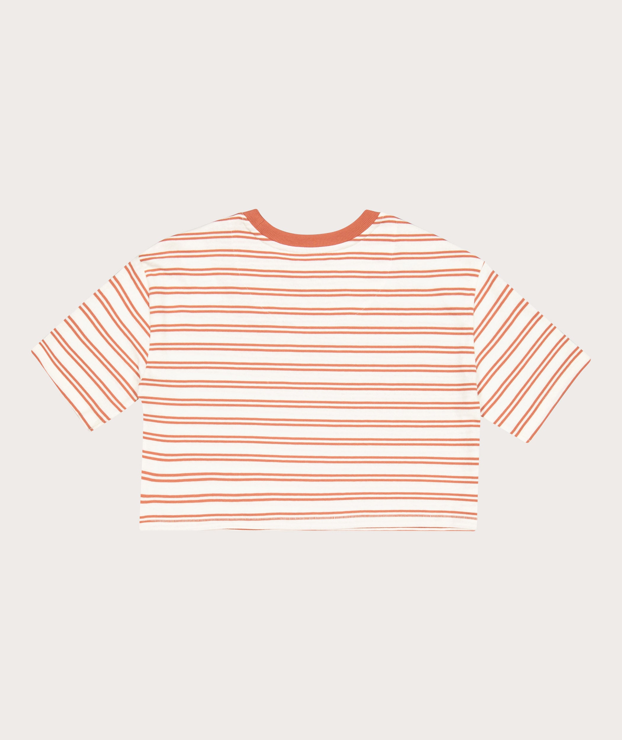 Ladies Cotton Cropped Box Tee - Copper Stripe