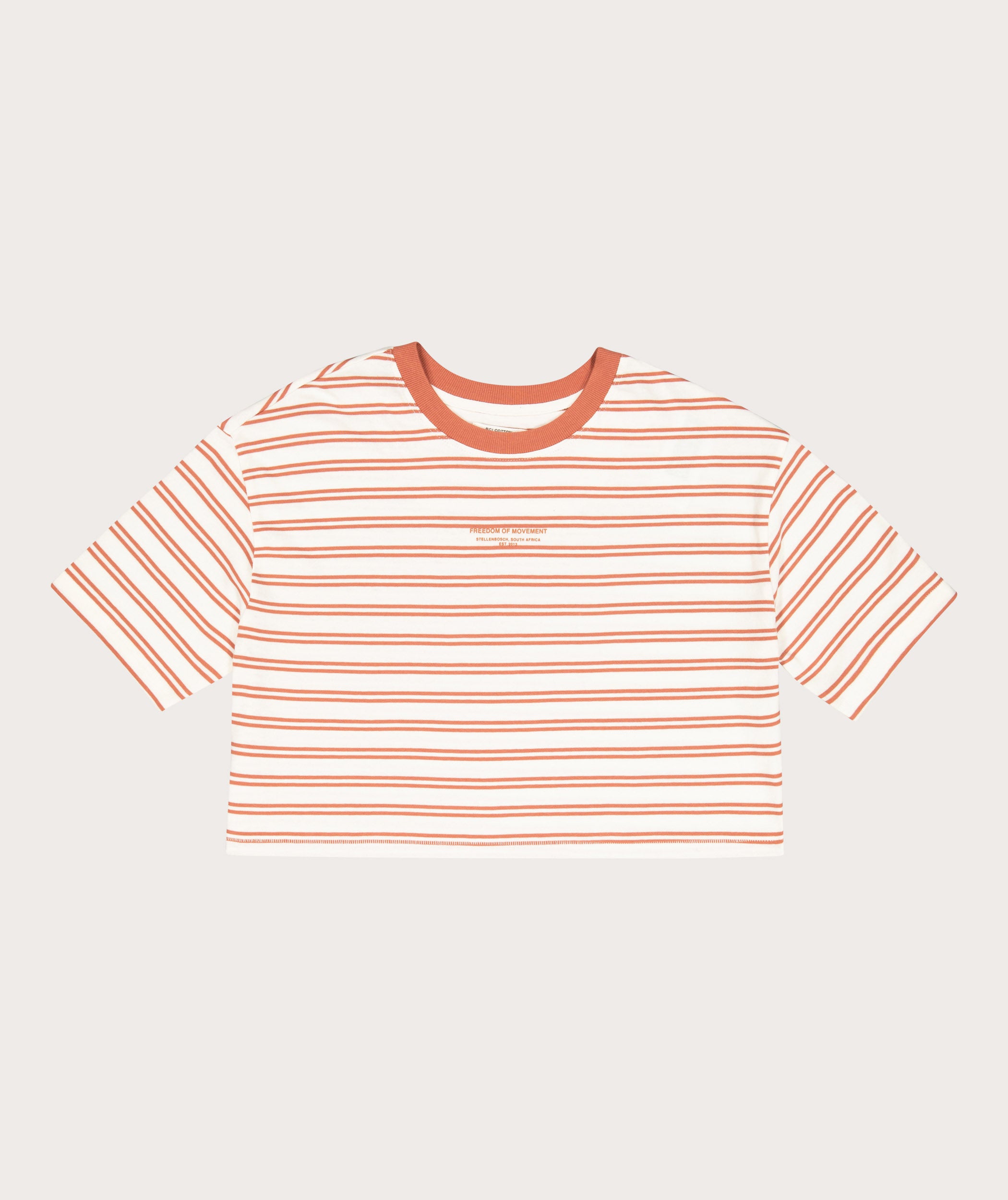 Ladies Cotton Cropped Box Tee - Copper Stripe