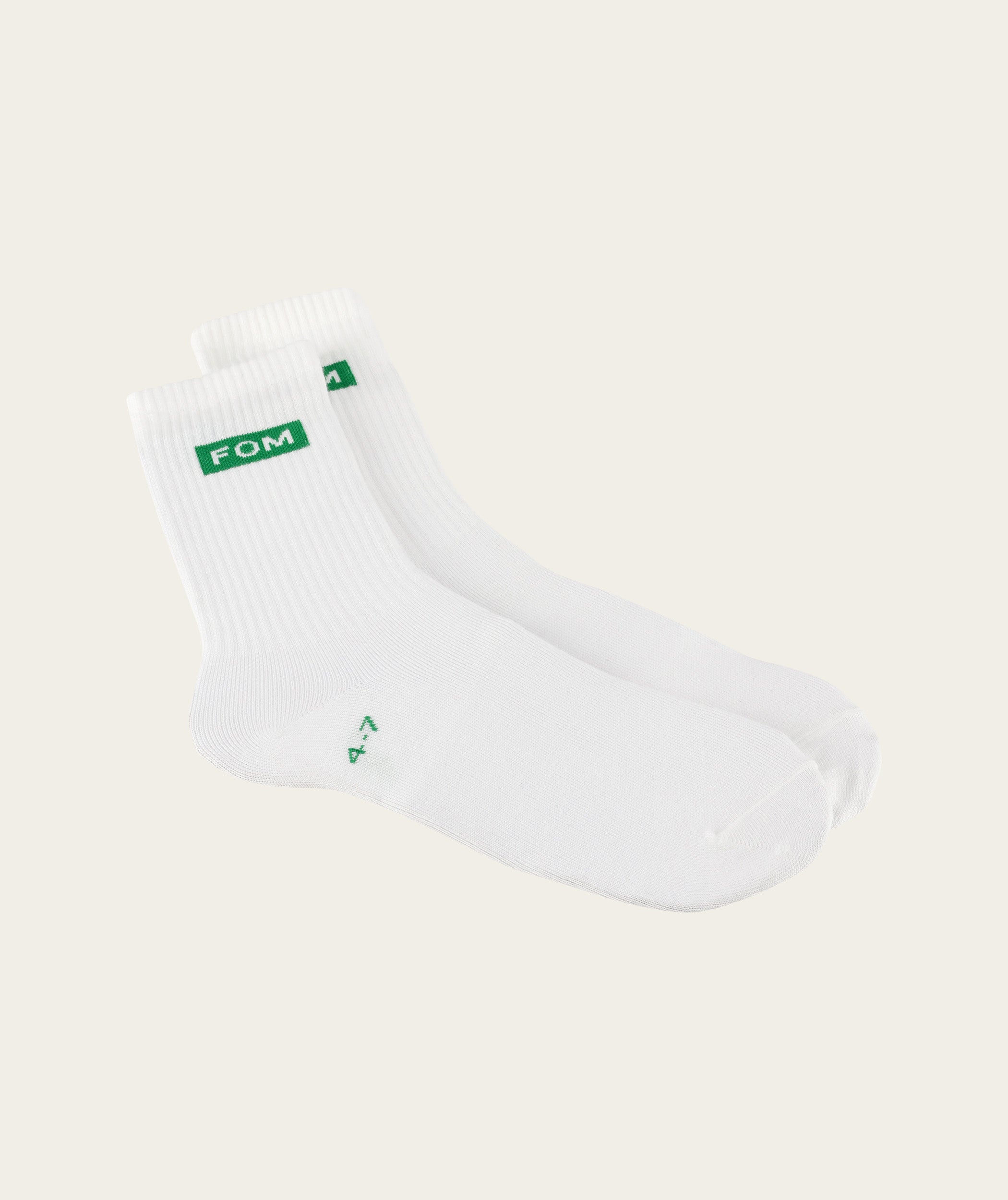 Socks FOM Crew Twin Pack - Green Knot & White FOM (Size 4-7)