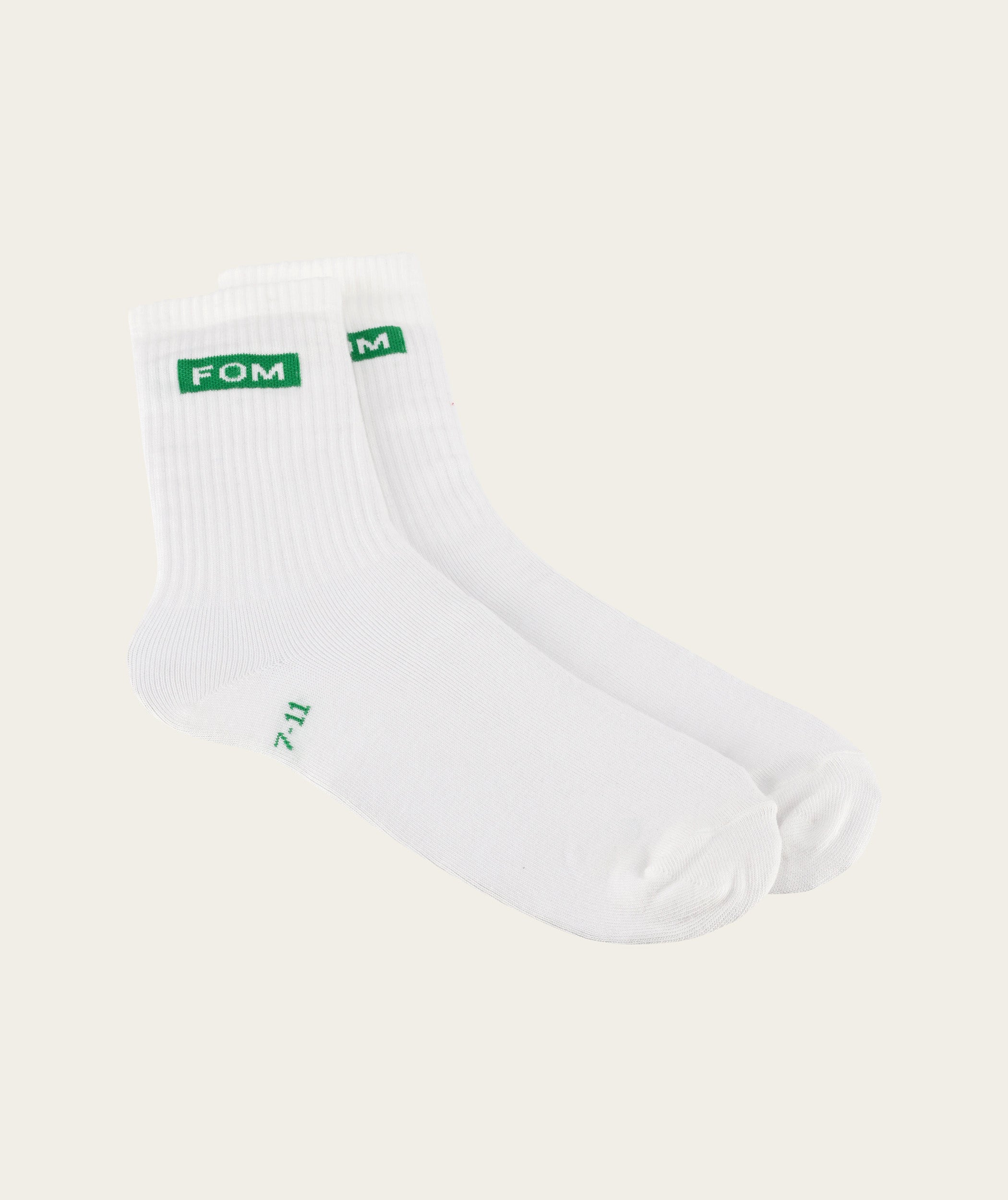 Socks FOM Crew Twin Pack - Green Knot & White FOM (Size 7-11)