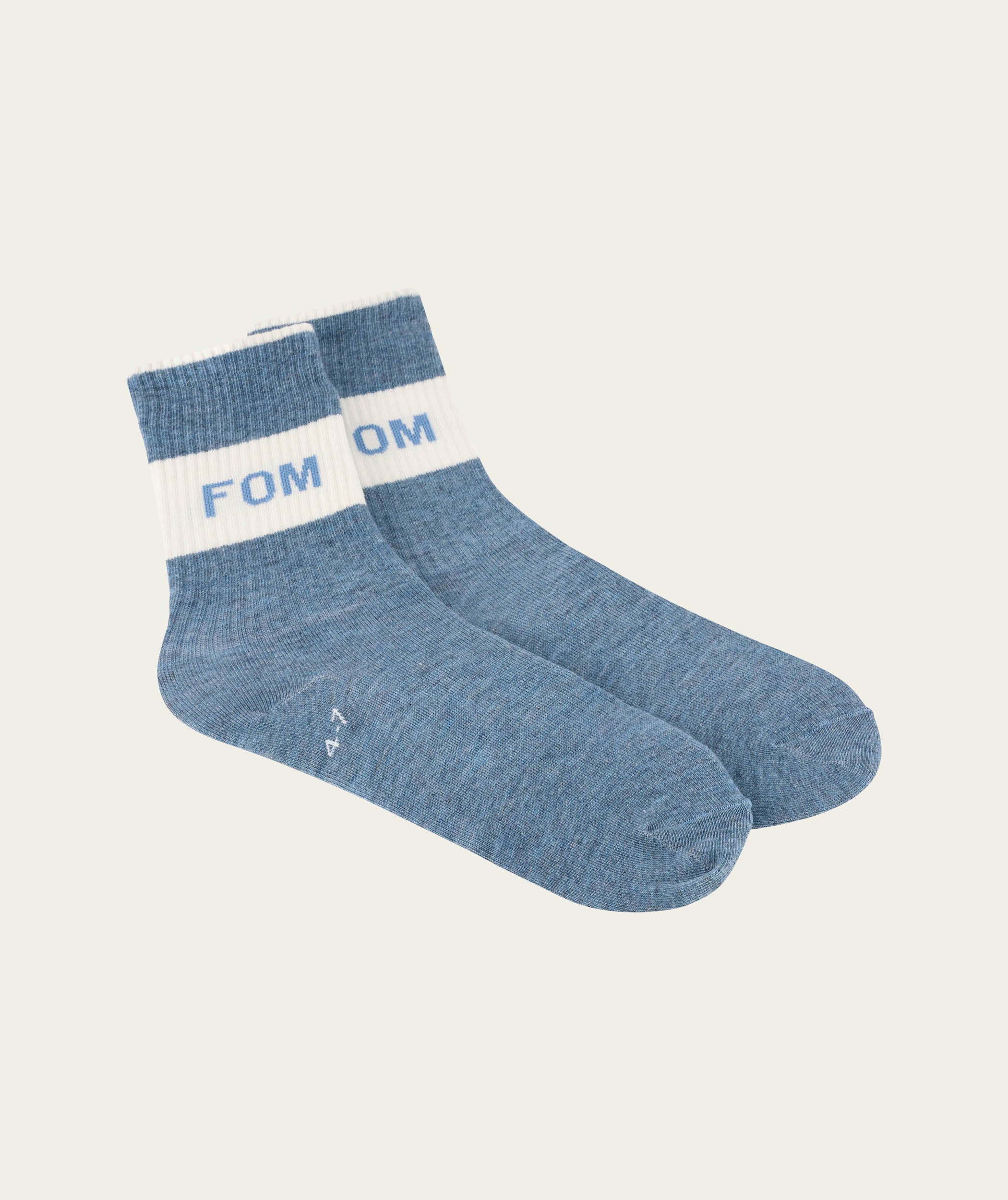 Socks FOM Crew Twin Pack - Cream & Sky Blue Stripe (Size 4-7)