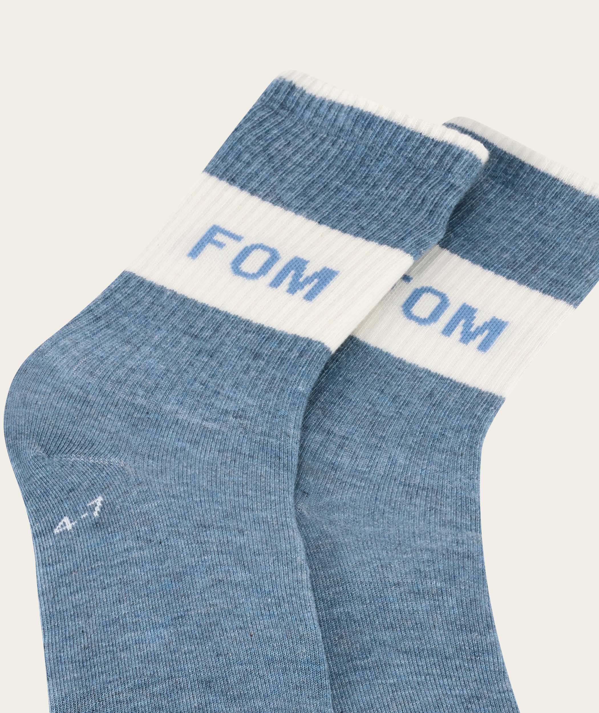 Socks FOM Crew Twin Pack - Cream & Sky Blue Stripe (Size 4-7)