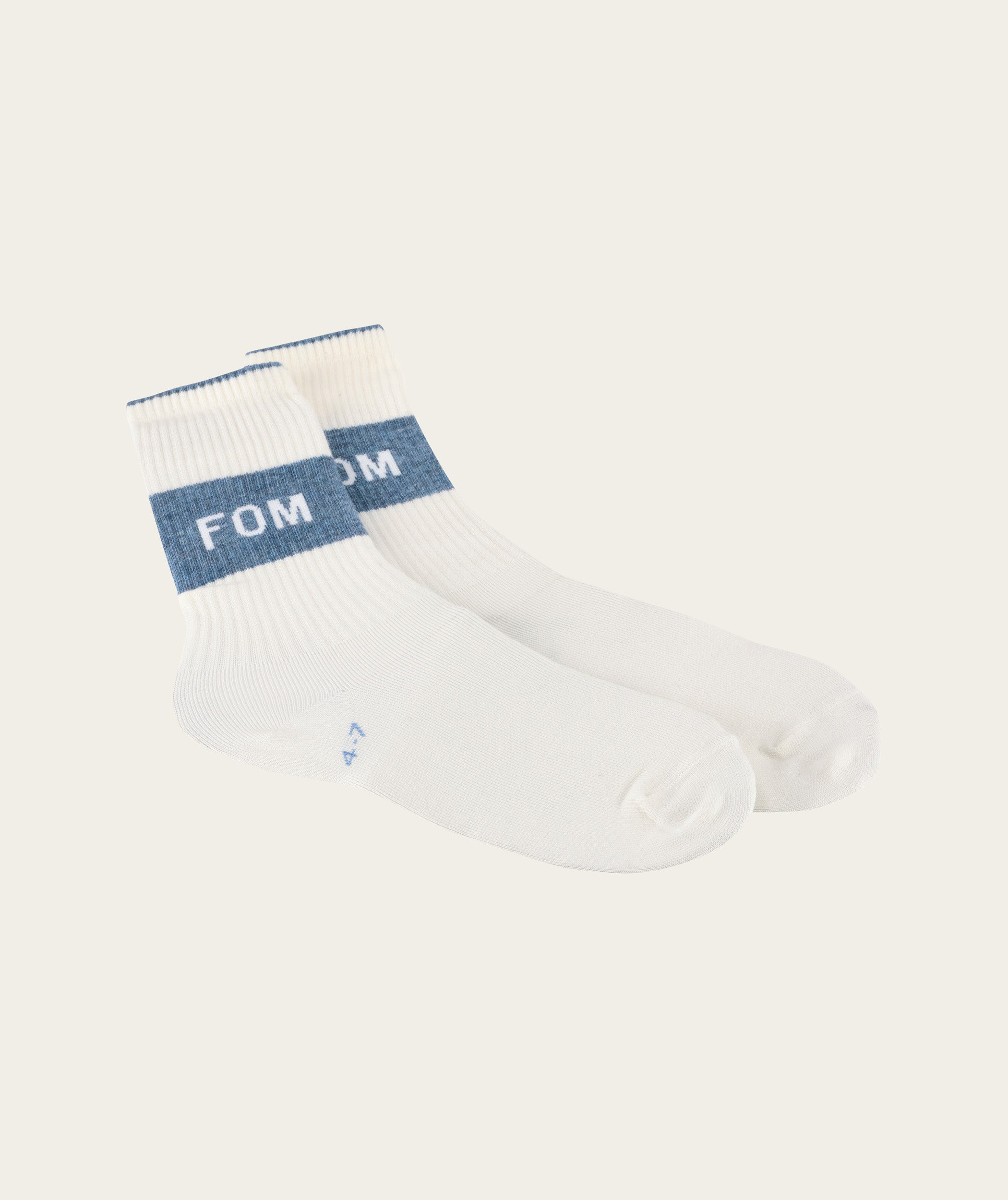 Socks FOM Crew Twin Pack - Cream & Sky Blue Stripe (Size 4-7)