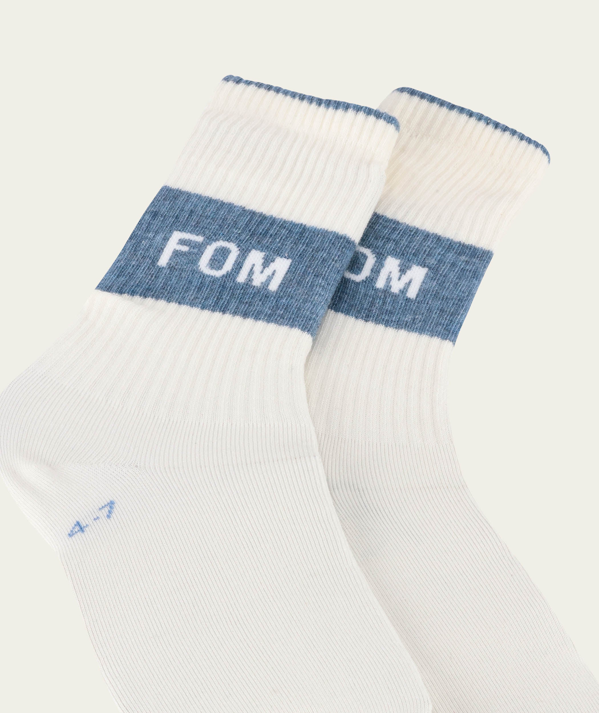 Socks FOM Crew Twin Pack - Cream & Sky Blue Stripe (Size 4-7)