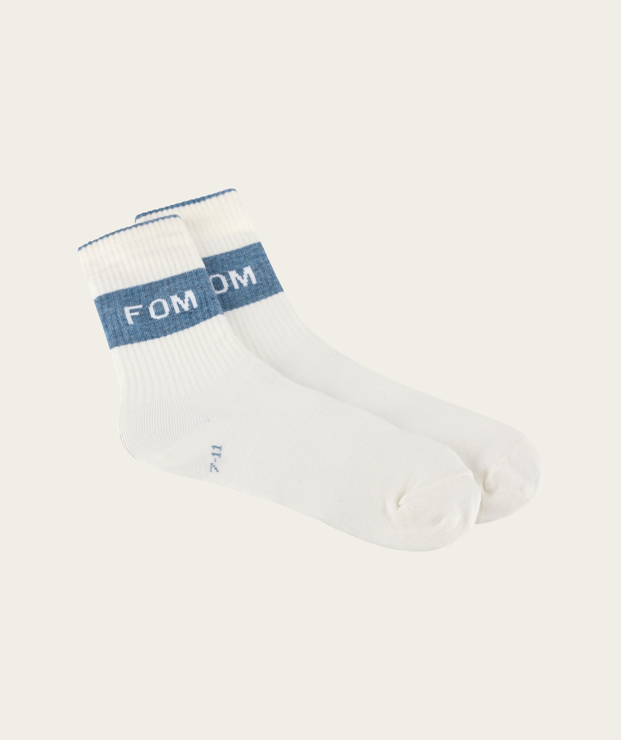 Socks FOM Crew Twin Pack - Cream & Sky Blue Stripe (Size 7-11)