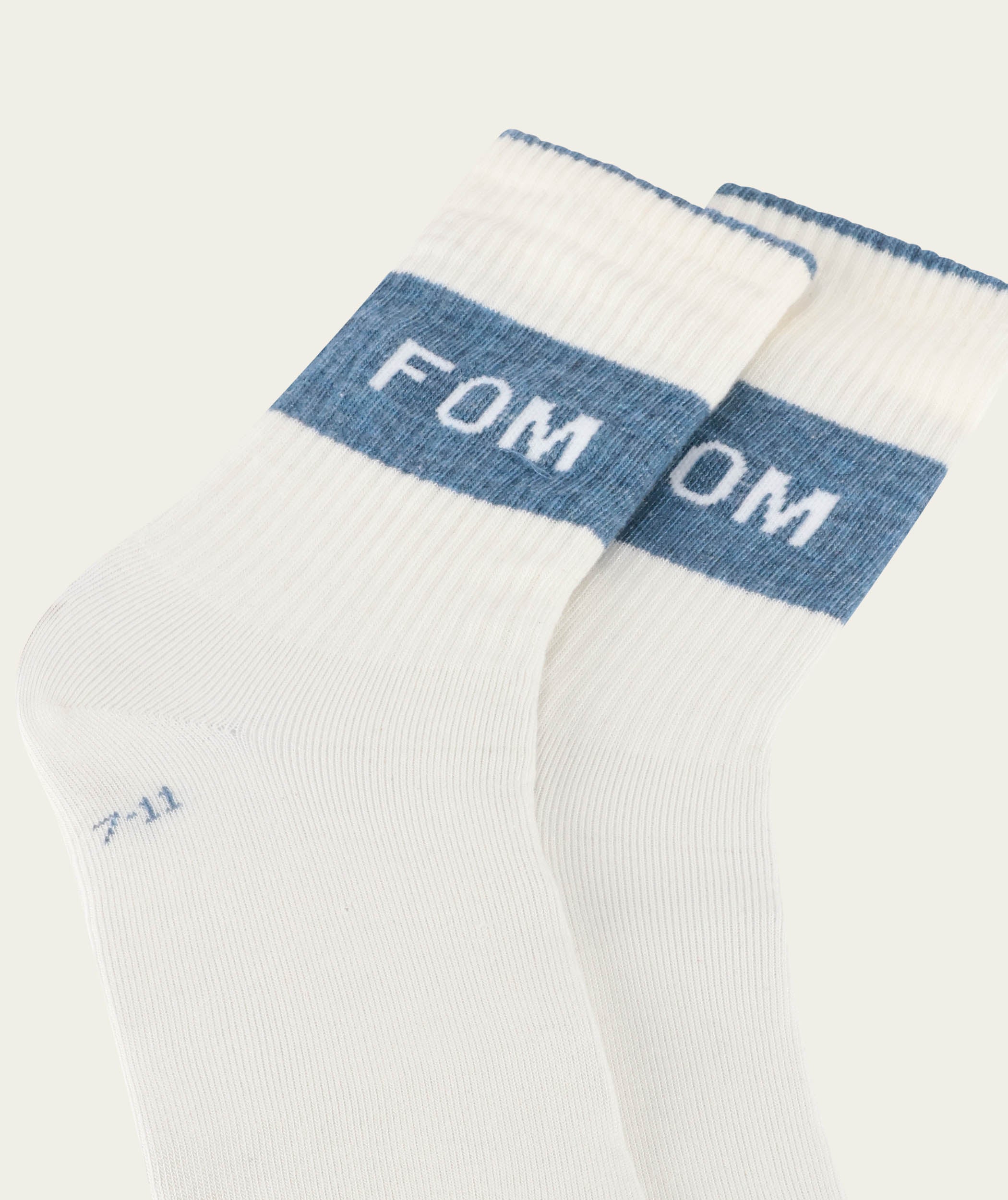 Socks FOM Crew Twin Pack - Cream & Sky Blue Stripe (Size 7-11)